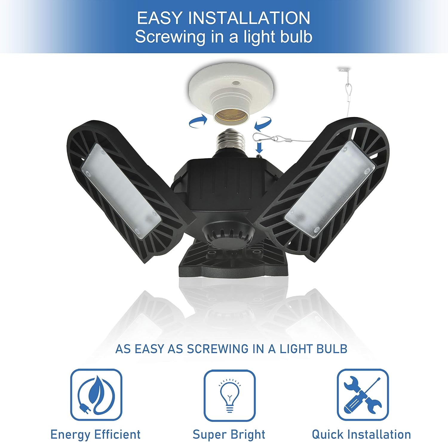 🔥 Flash Sale LED Garage Lights, Comzler Deformable LED Garage Ceiling Lights, 60W 6000LM E26 Base Triple Glow, 6000K Ultra Bright Garage Led Light, Ideal for Basement Workshop Warehouse (No Motion Activated) Flash Deals - 40% OFF LED Garage Lights, Comzler Deformable LED Garage Ceiling Lights, 60W 6000LM E26 Base Triple Glow, 6000K Ultra Bright Garage Led Light, Ideal for Basement Workshop Warehouse (No Motion Activated)