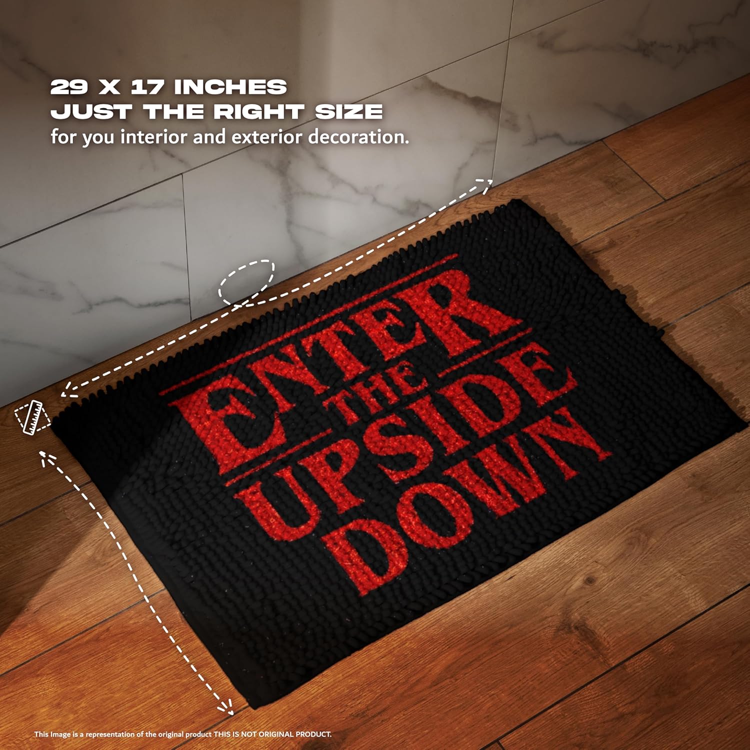 Pyramid America Stranger Things Doormat - Enter The Upside Down Welcome Mat for Outdoor 29" x 17" inch - Stranger Things Room Decor - Non-Skid Horror Themed Decor for Entryway & Halloween