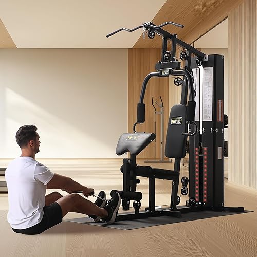 Miniatura 5 de BalanceFrom Máquina multifuncional de gimnasio en casa con marco de acero con alfombrilla de piso, estación de entrenamiento de fuerza con pila de