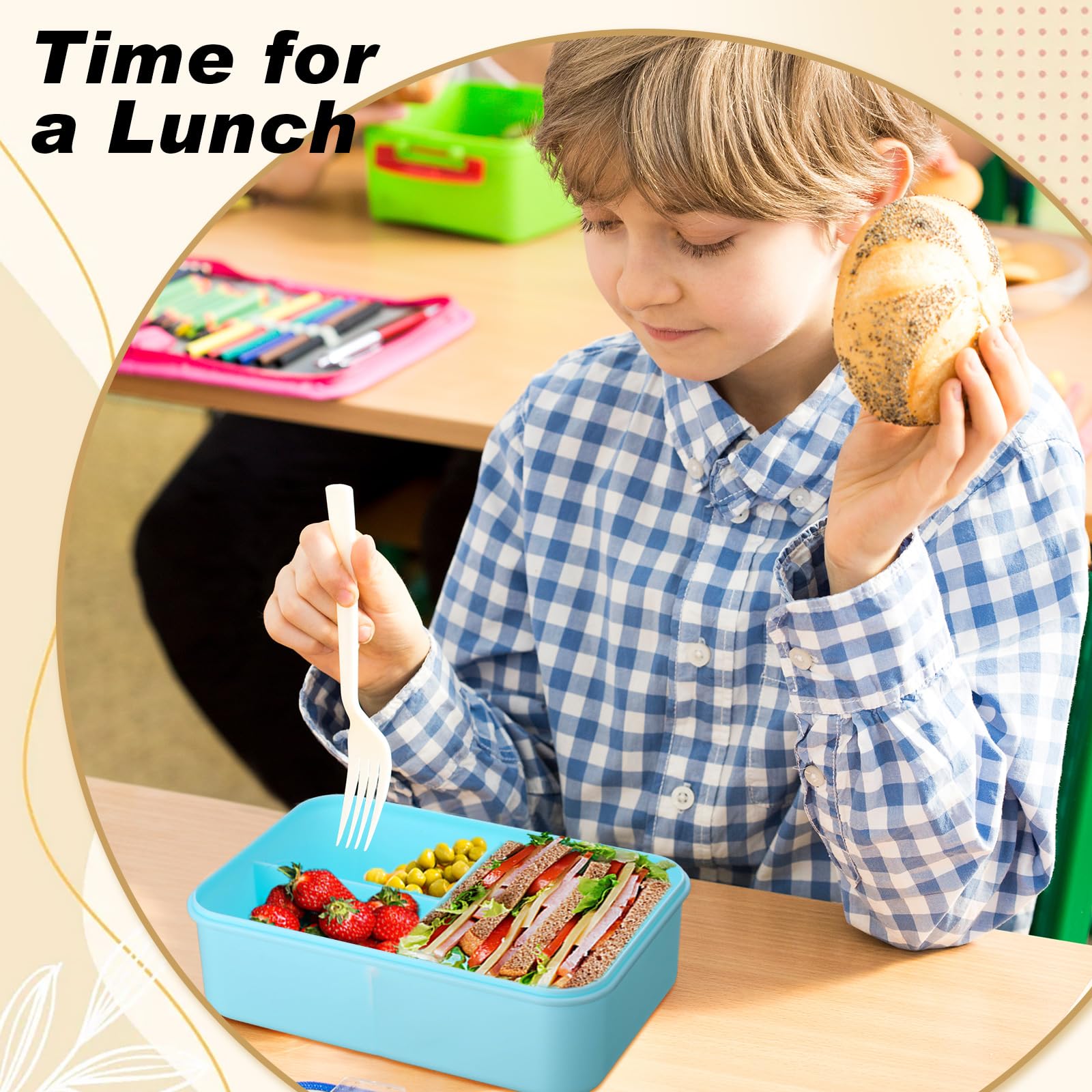 LemonRoad Große Bento-Lunchbox für Erwachsene mit Taschen, 1,2 l, 3 Fächer, auslaufsicher, Lunchbox mit Utensilien, wiederverwendbarer Lebensmittelbehälter für Mittagessen, Abendessen, Obst