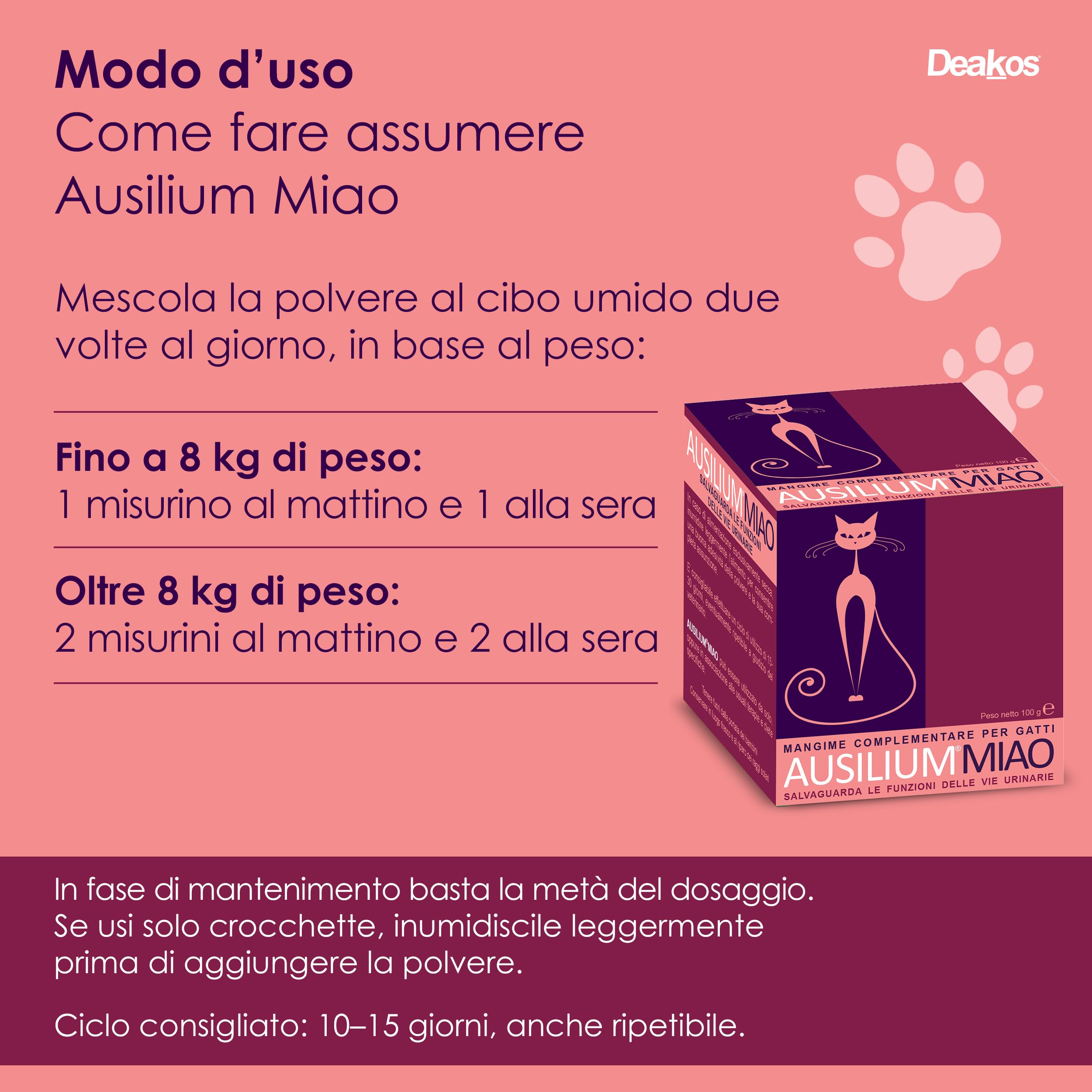 Ausilium Miao in Polvere 200g - Integratore Gatto per il Benessere delle Vie Urinarie - Con D-Mannosio Puro e Morinda Citrifolia - Integratore per Gatto Senza Glutine e Lattosio