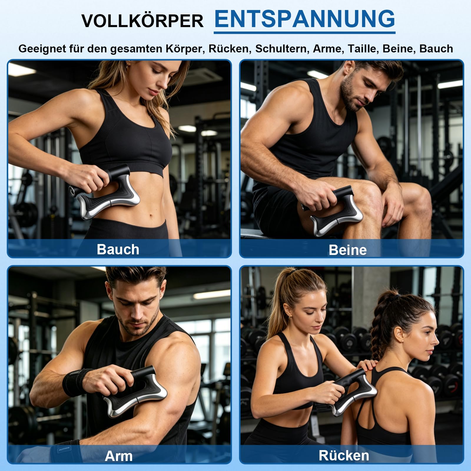 Elektrischer Muskelschaber, Faszien-Massageklinge mit Wärme und Vibration, Tragbares Gua-Sha-Massagegerät zur Ganzkörper-Muskelentspannung (Schwarz)