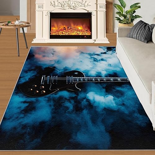 Miniatura 75 de Alfombra de instrumentos musicales – Alfombras de 4 x 5 pies para sala de estar, alfombra de área musical, alfombra de área musical, alfombra
