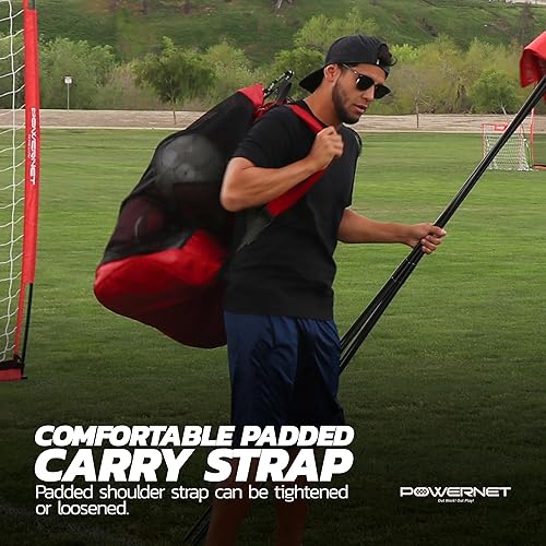 Miniatura 3 de PowerNet Bolsa de malla para almacenamiento de pelotas para fútbol, fútbol y voleibol, bolsa de pelota con bolsillo exterior para objetos de valor,