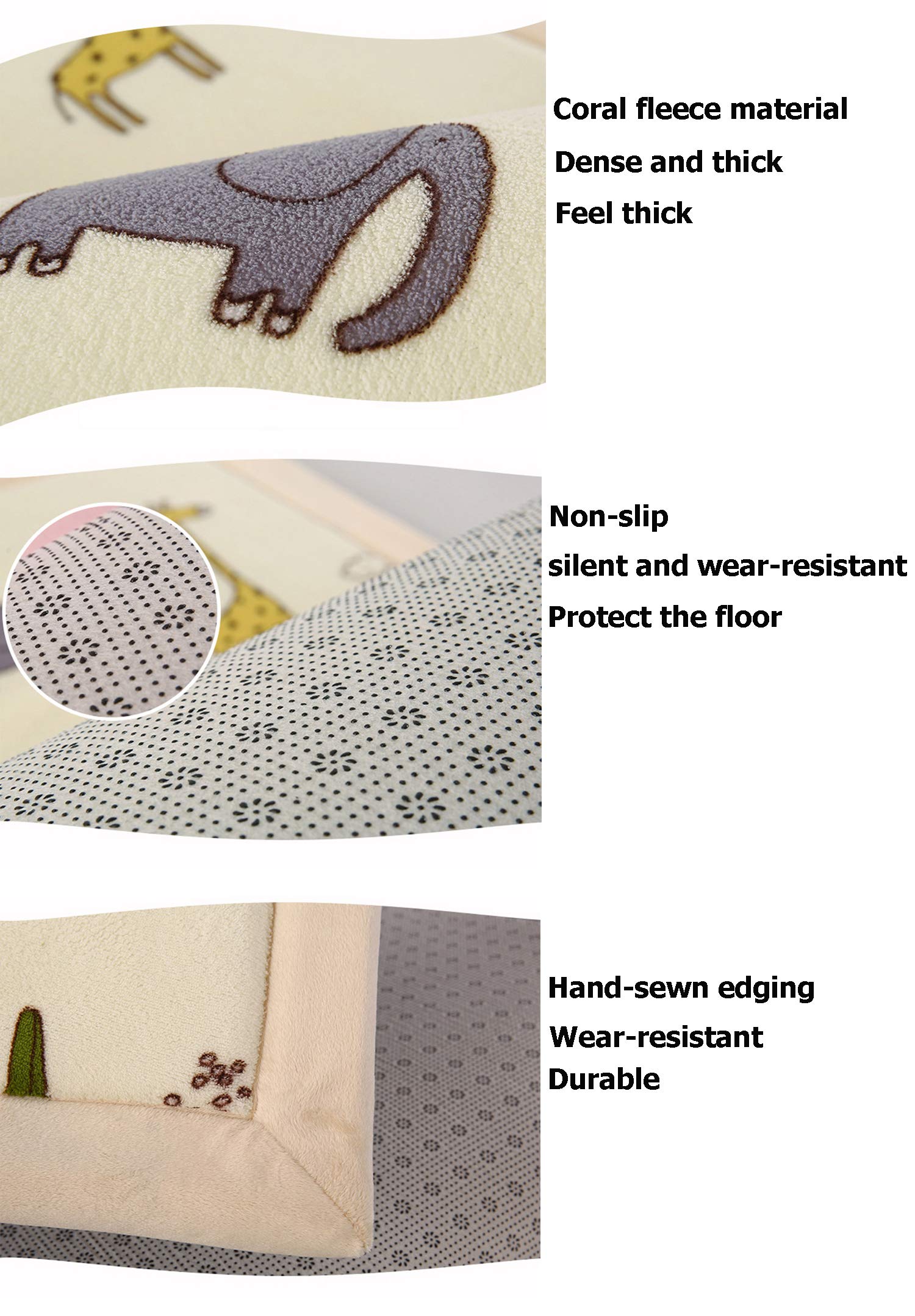 Baby Spielmatte, Antirutsch Bodenmatte mit 3,0 cm Stärke ideal als Spielunterlage, Kindermatte und Krabbelmatte Faltbarer Teppich für Babyzimmer, Spielzimmer, Beige Tiere, 150x200cm