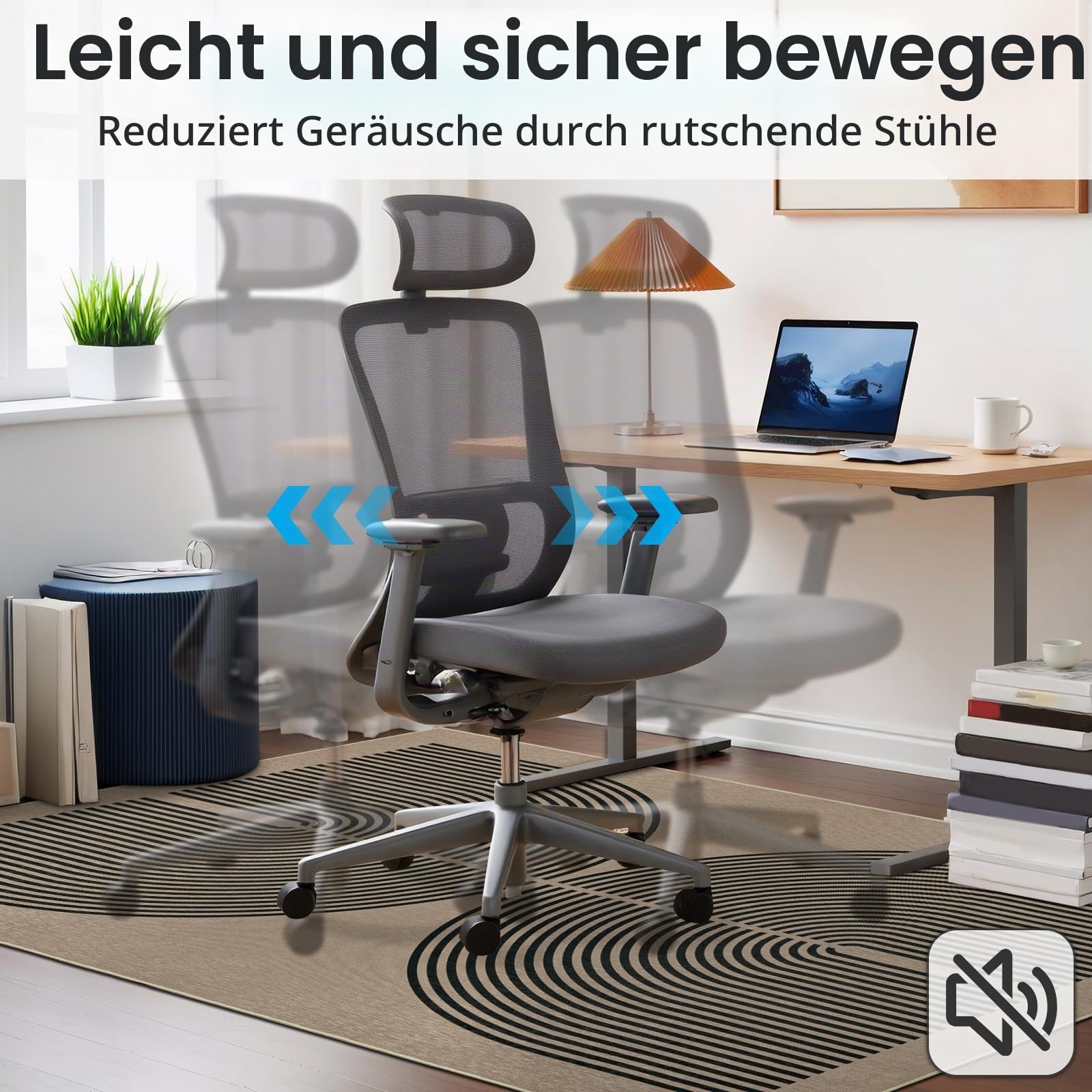 120x150cm Regenbogen Bürostuhlmatte für Teppich, Rutschfeste Bodenschutzmatte Bürostuhl, Dünne Schreibtischstuhl Unterlage Für Holzböden, Bürostuhlunterlage für Homeoffice, Gaming & Yoga,Schwarz