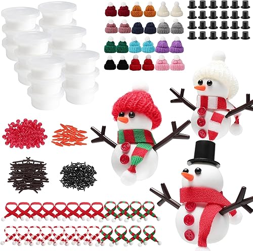 Miniatura 8 de Cosweet Paquete de 6 Kits de Manualidades Navideñas de Muñeco de Nieve para Niños - Kit de Construcción de Muñeco de Nieve con Arcilla de Secado