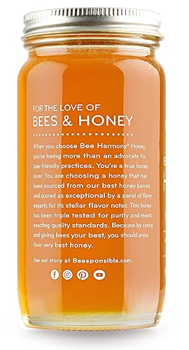 Miniatura 8 de Bee Harmony American Raw Wildflower Honey, 12 onzas (paquete de 2 tarros)
