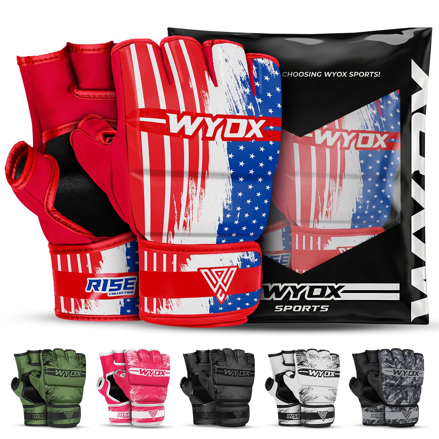 WYOX MMA Gloves for Men &amp; Women – Open Palm MMA Sparring Gloves with Multi-Layer Knuckle &amp; Thumb Padding, Wrist Support, Fingerless Punching Bag Gloves for Grappling, Kickboxing, Muay Thai &amp; Training