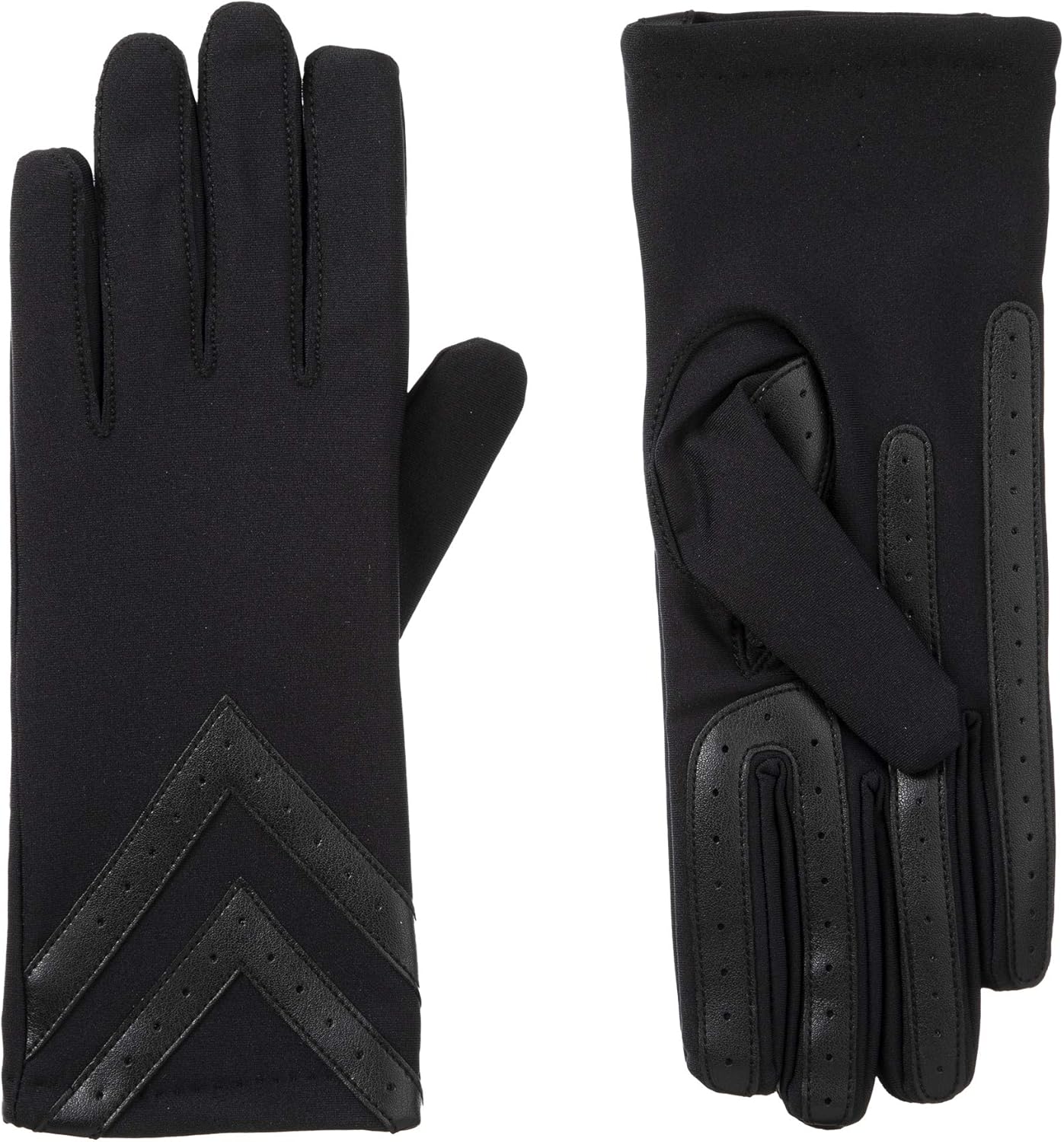 isotoner Womens Spandex Touchscreen Cold Weather Gloves with Warm Fleece Lining and Chevron Details at  Women’s Clothing store