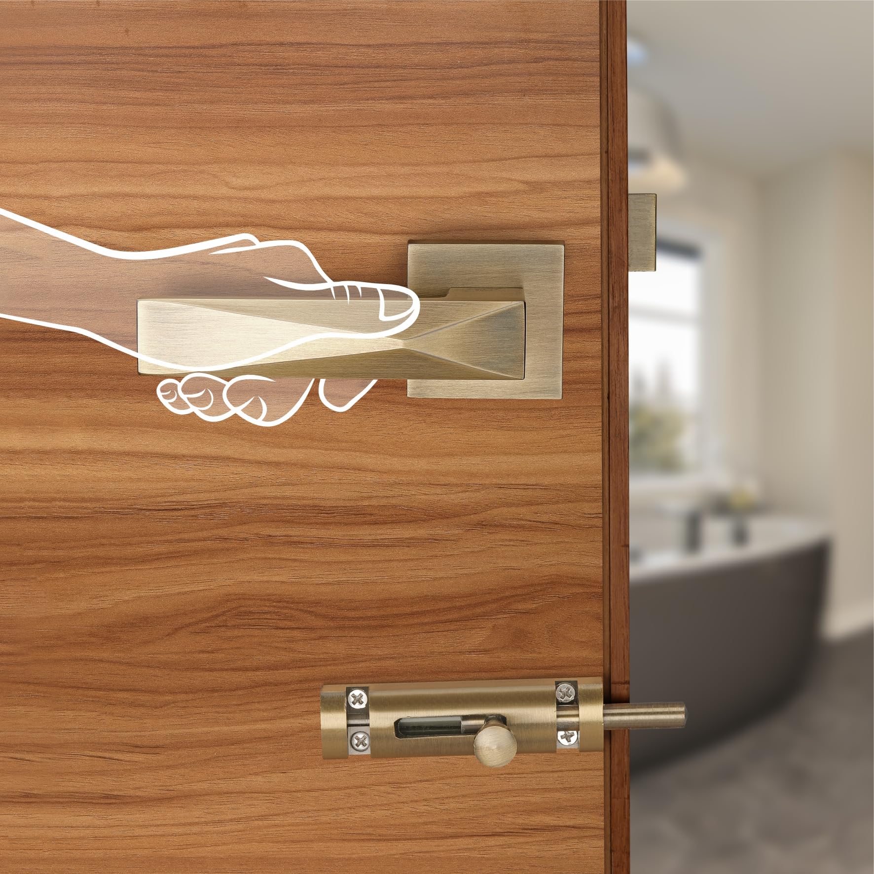 LAPO Bathroom Lock - Keyless Security & Antique Finish -7