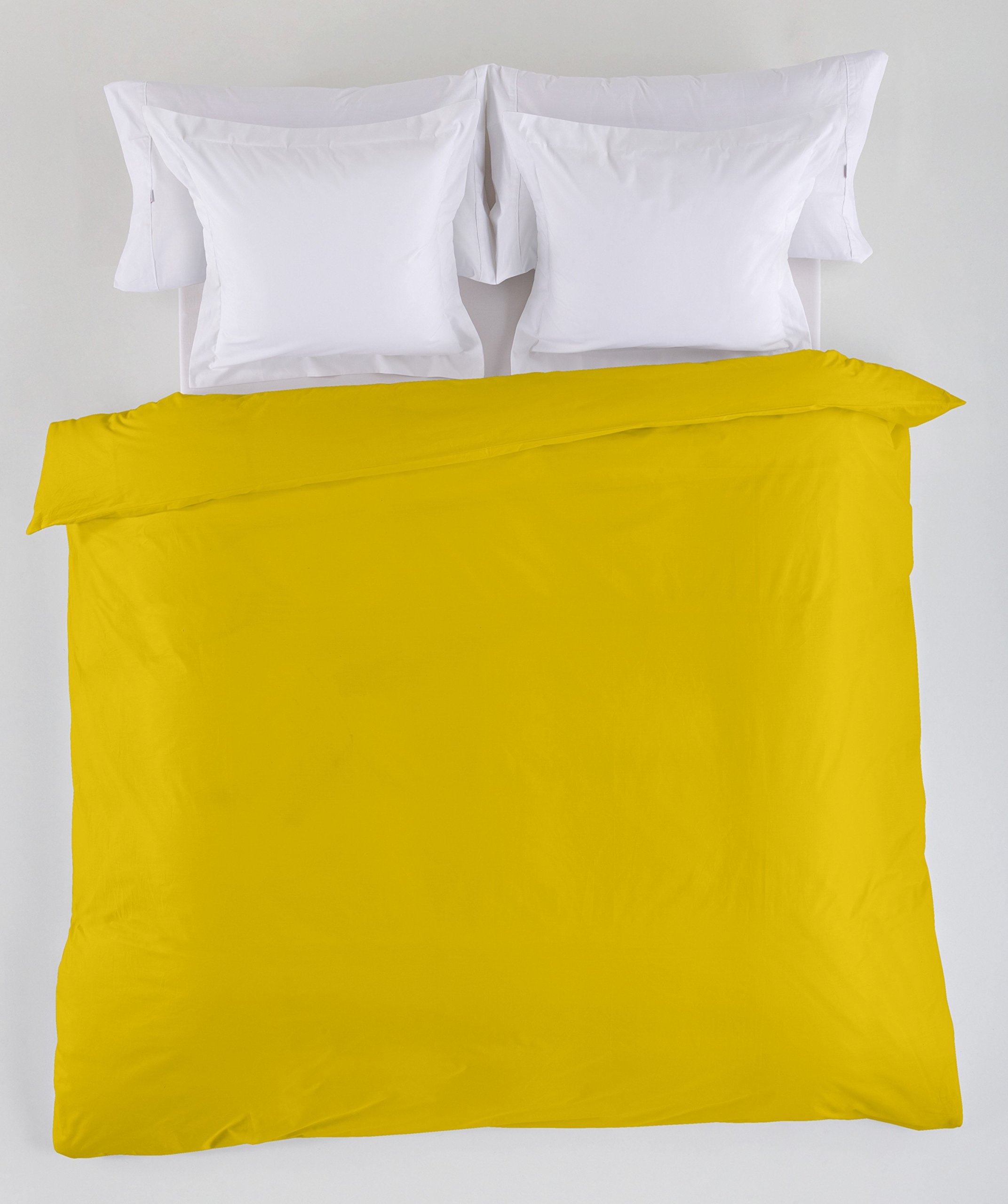 Drap sans repassage bleu clair en polycoton pour lit 135 140 à tissage serré