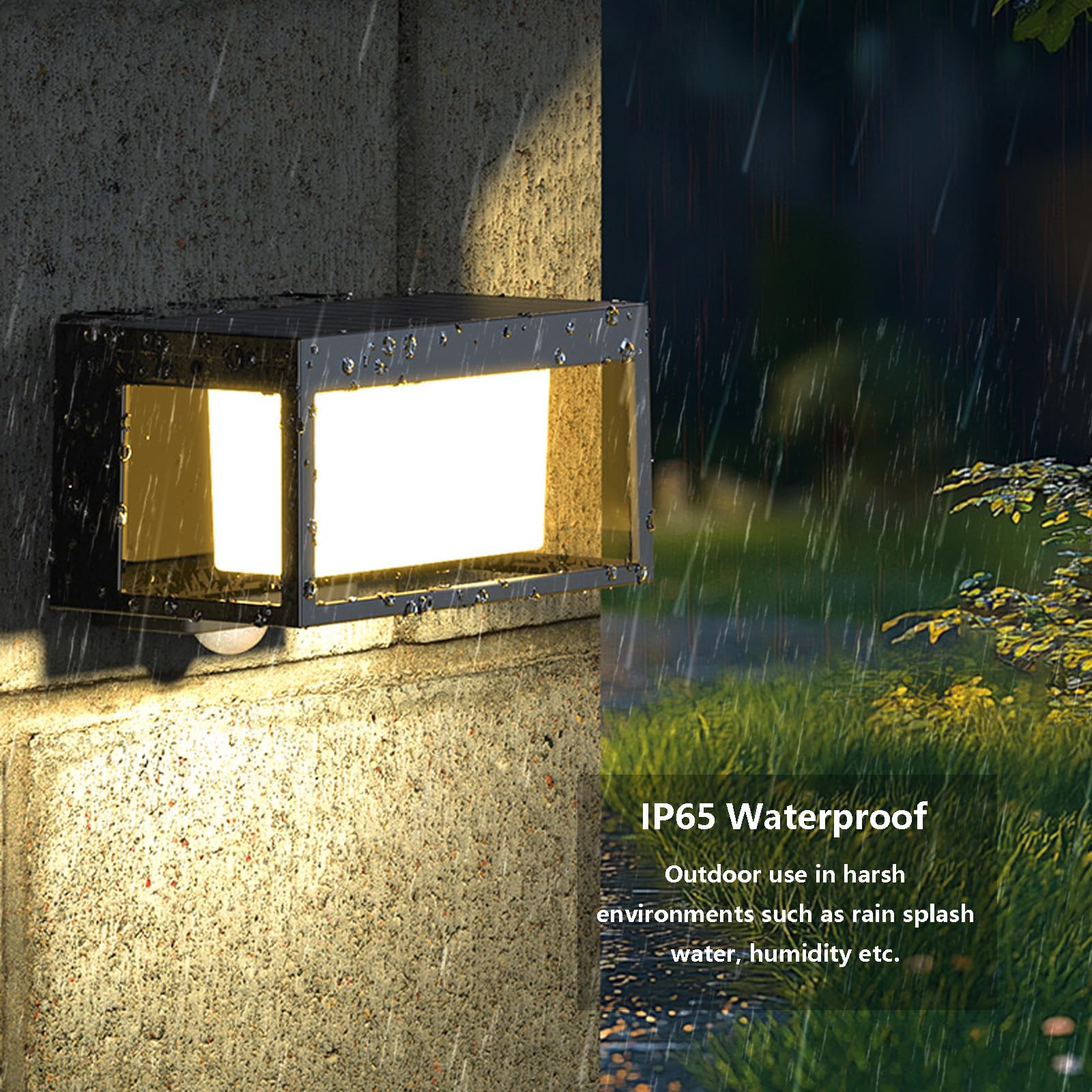 LED Solar Exterior Apliques de Pared con Sensor de Movimiento Lámpara de Pared Solar Recargable Iluminación de Pared Impermeable IP65 para Jardín Valla Patio (Luz Cálida,2 Piezas)