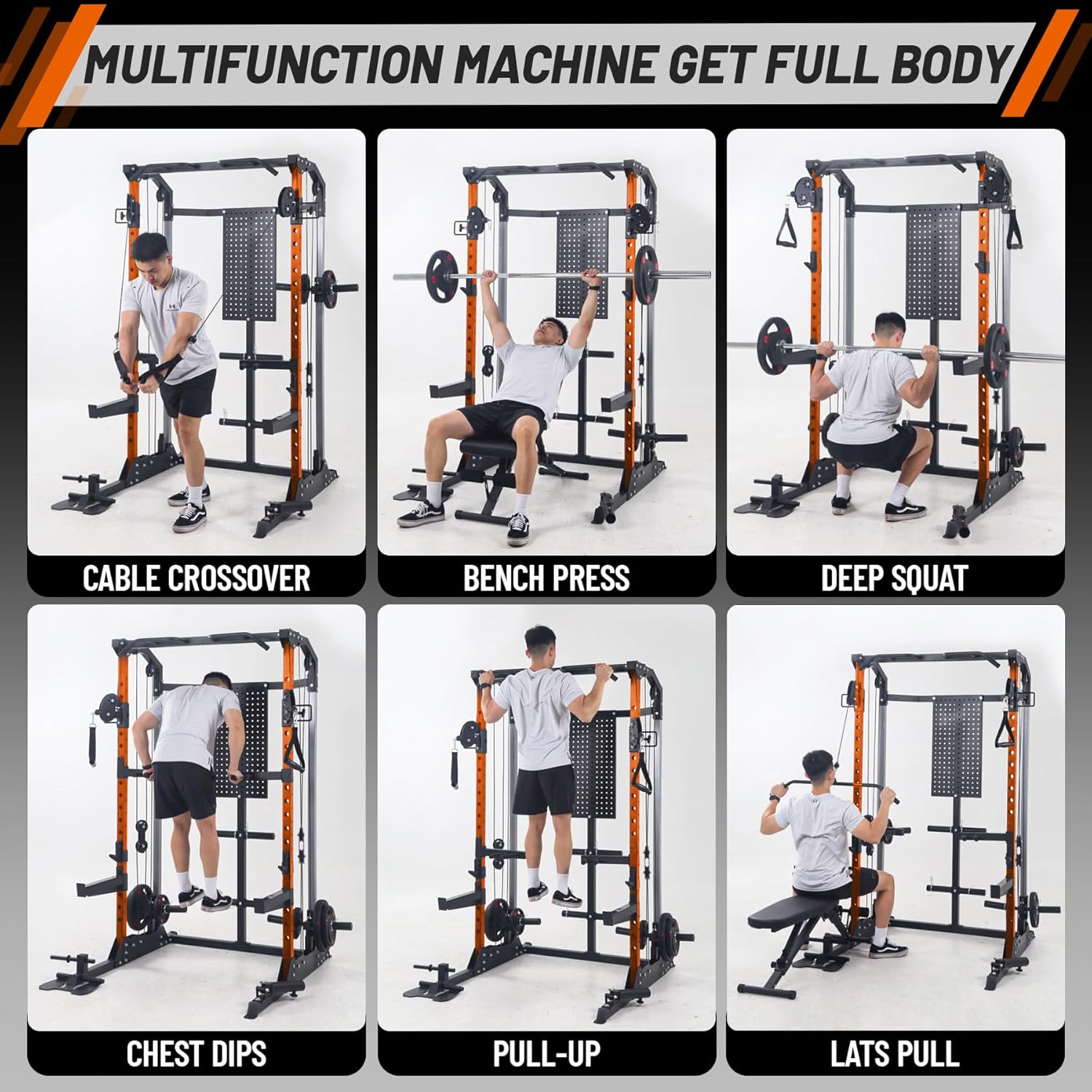 PioneerWorks PioneerWorks Power Cage – 2000LB Squat Rack with Cable Crossover System - Image 3
