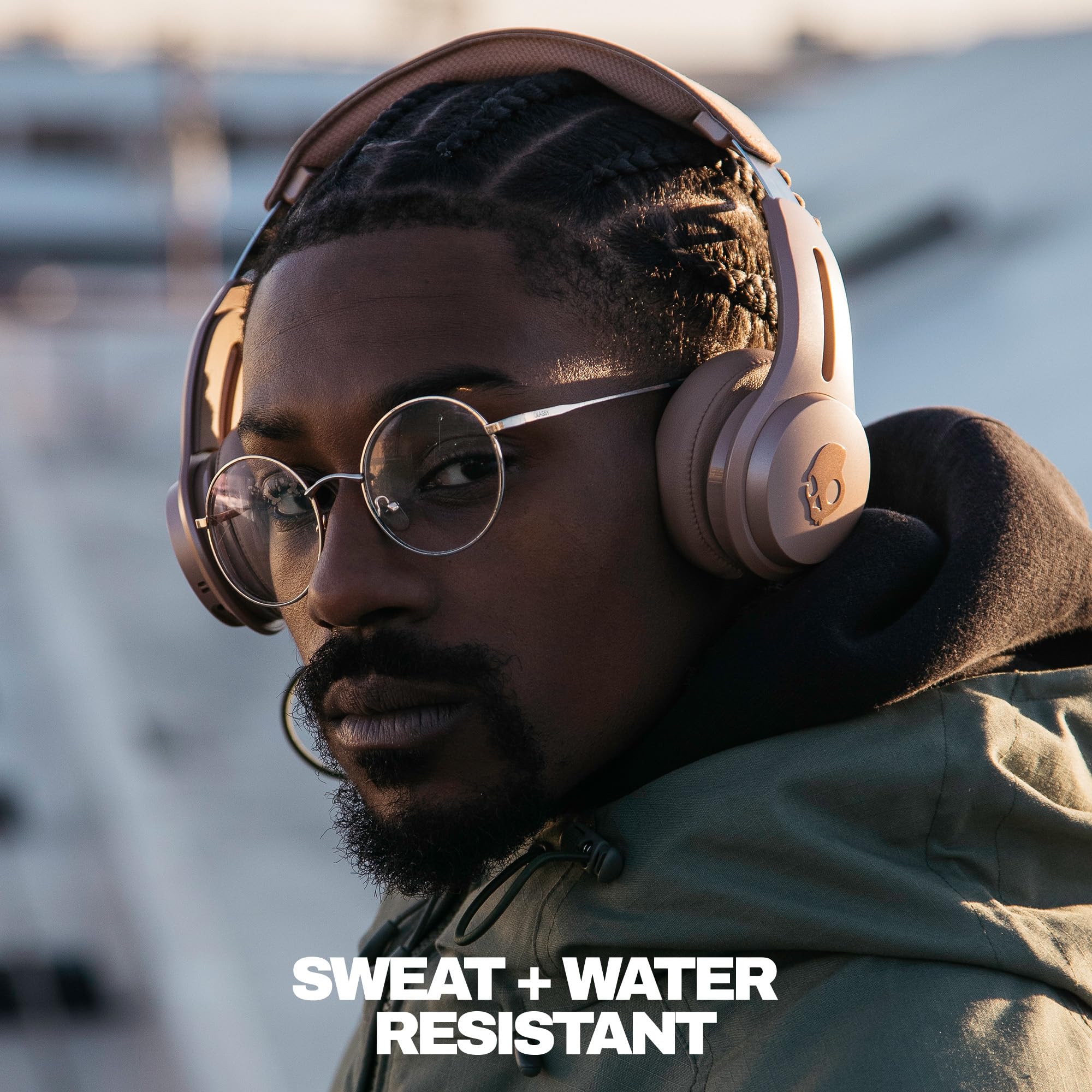 Skullcandy Icon ANC nauszne bezprzewodowe słuchawki Bluetooth z aktywną redukcją szumów, bateria 60 godzin, mikrofon, współpracuje z iPhone Android - Beige