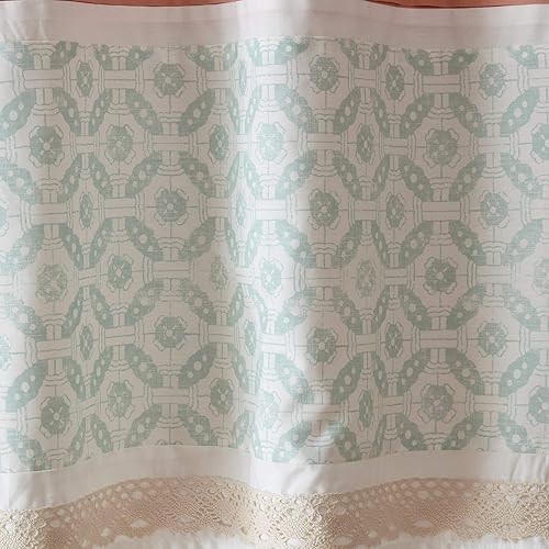 Miniatura 5 de Madison Park Dawn - Cenefa de ventana azul estampada, cenefas florales de algodón con bolsillo para barra, 50 x 18 pulgadas, verde azulado