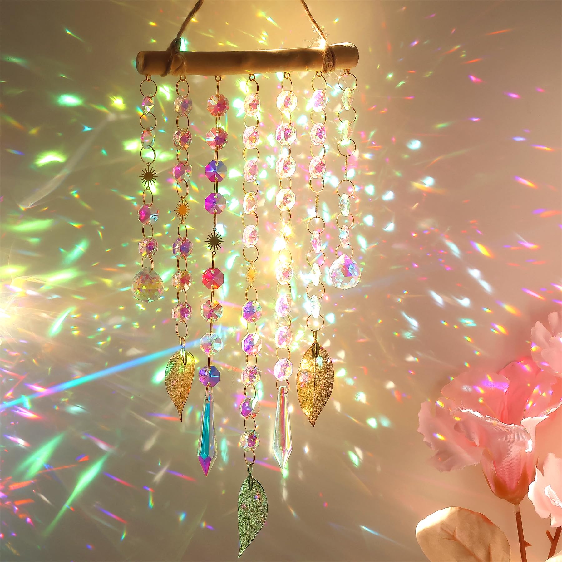 YeahBoom Acchiappasole Cristallo,Crystal Suncatcher,Appendere Vetro Acchiappa Sole,Pendenti Prismi Cristallo,Appeso Arcobaleno Prisma Finestra,Pendenti Suncatcher Decorazione per Casa Giardino Nozze