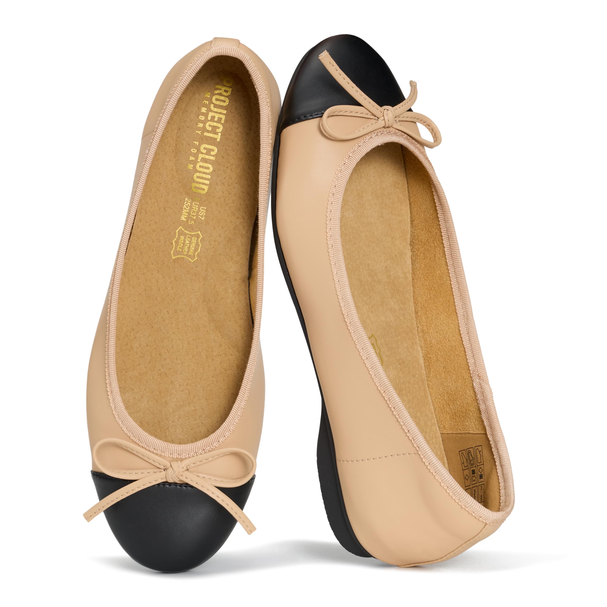Project Cloud Ballet Flats for Women Shoes - Eco-Crafted with Memory Foam Insole Lightweight Mary Jane Flats - Non-Slip and Comfortable Womens Shoes (Ashley)