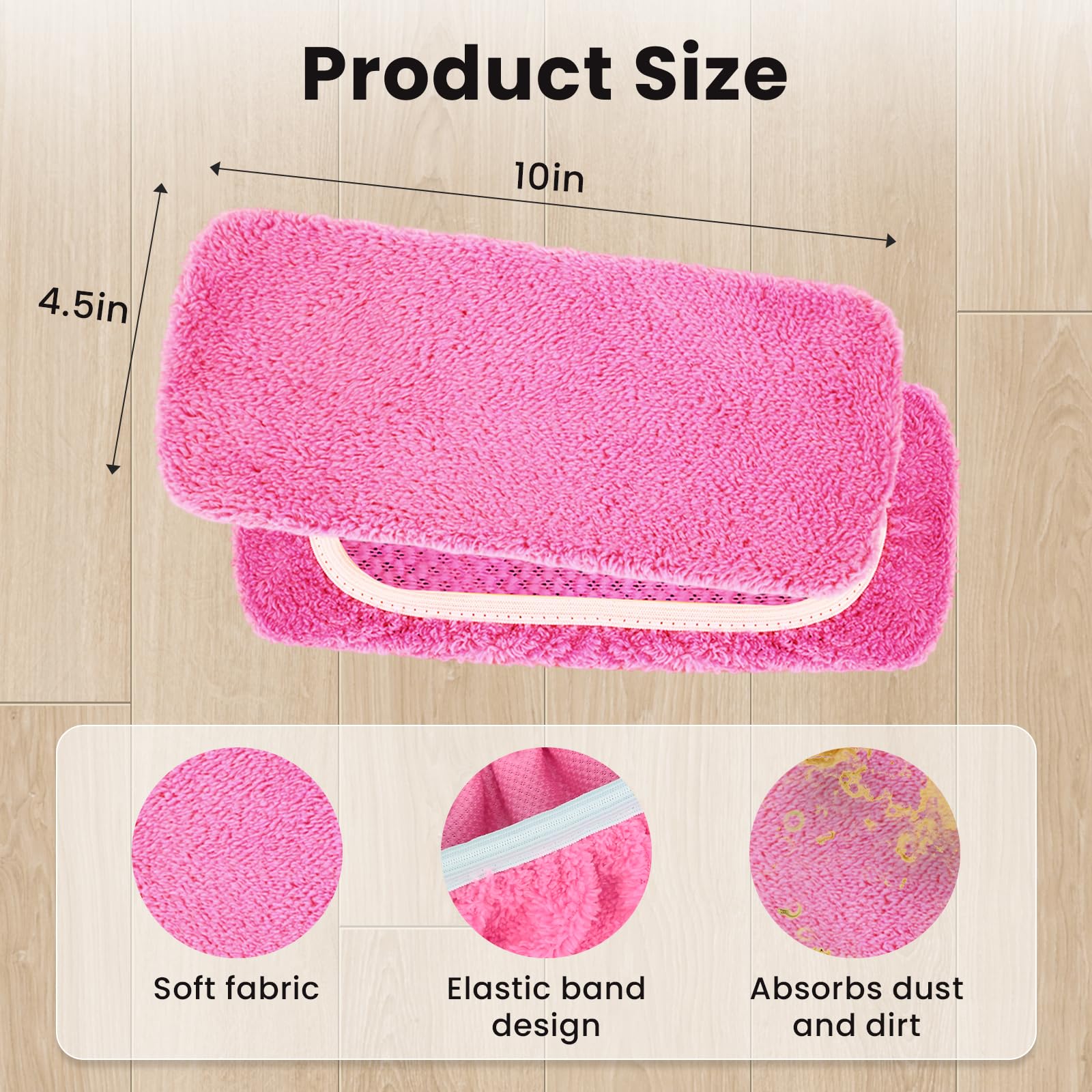 10 sztuk zamiennych ściereczek do mopa dla Swiffer, różowe wilgotne i suche ściereczki do mopa, mikrowłókno, zamienna osłona głowicy mopa, można je prać i ponownie używać