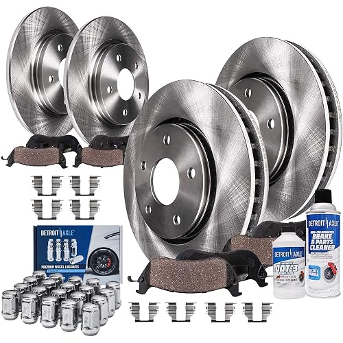 Detroit Axle - Brake Kit for Subaru Outback Impreza Forester Legacy Disc Brake Rotors Ceramic Brakes Pads 20pc Wheel Lug Nuts Front & Rear Replacement