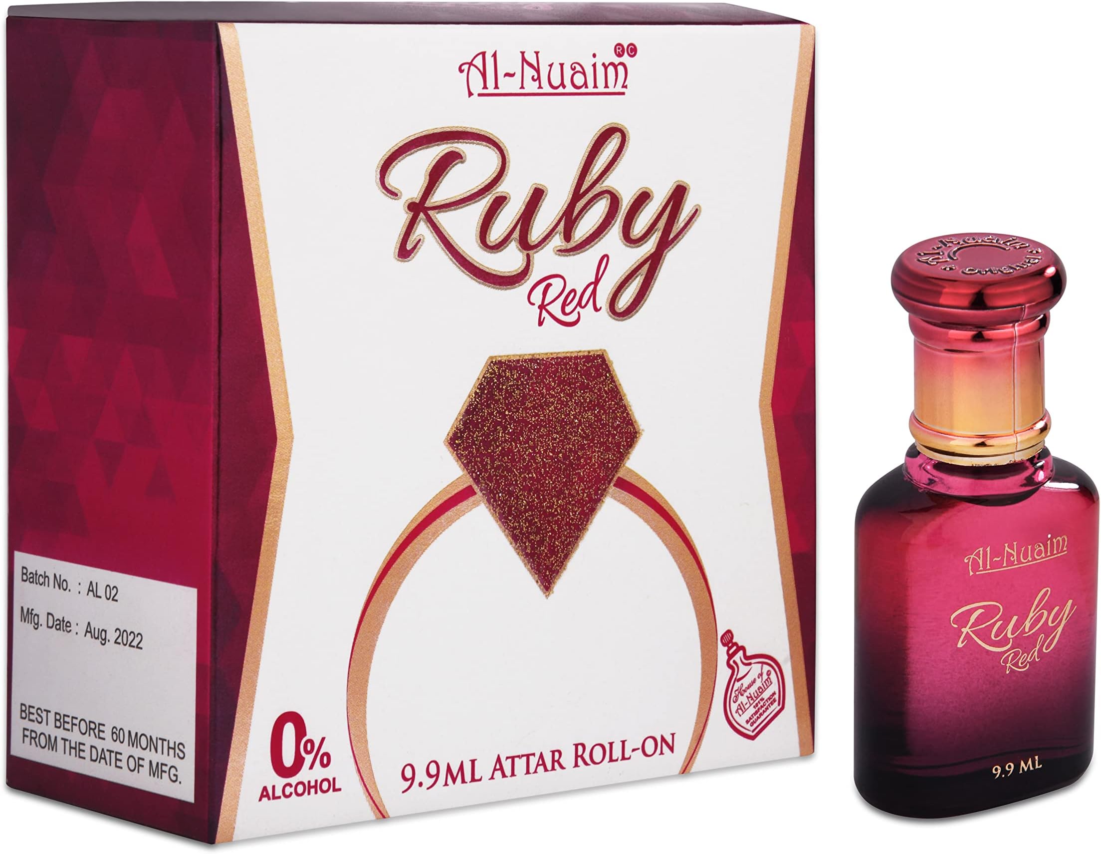 Al Nuaim Amer Series | Ruby Red Alcohol Free Unisex Attar - 9.9ml | Concentrated Perfume Oil | Premium-Grade Oriental Attar | Long Lasting Fragrance