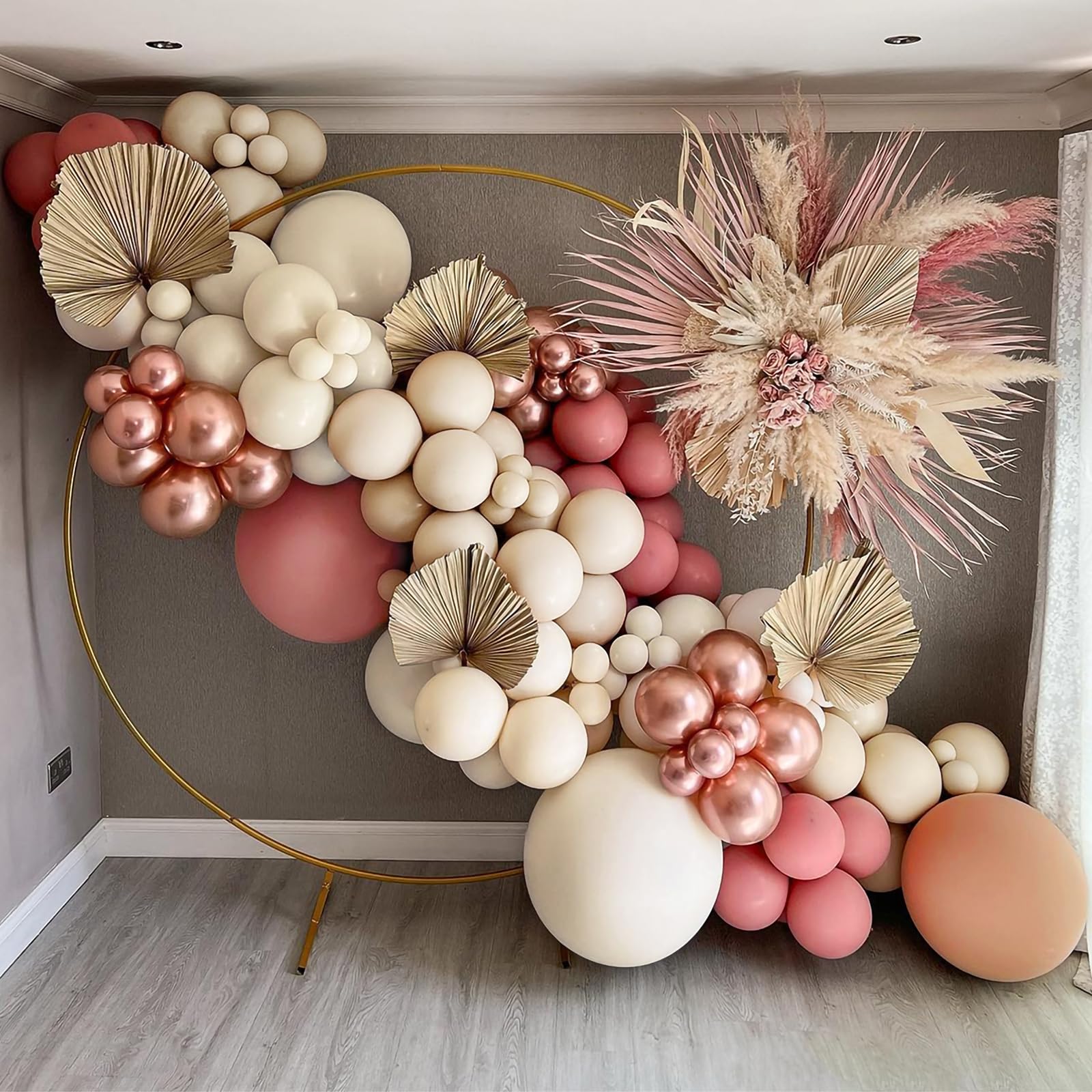 Kit de arco de globo, 138 piezas de arcos de globo, kit de guirnalda de globos de albaricoque retro, globos blancos rosa desnudo para niñas, niños, baby shower, boda, aniversario