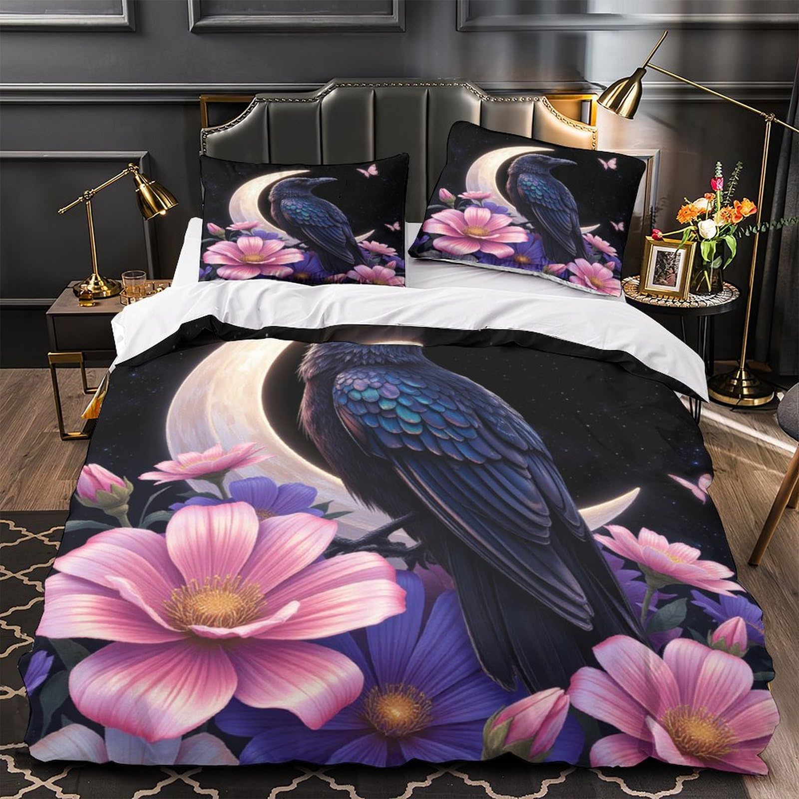 Fermeture éclair résistante parure de lit corbeau microfobre 140x200