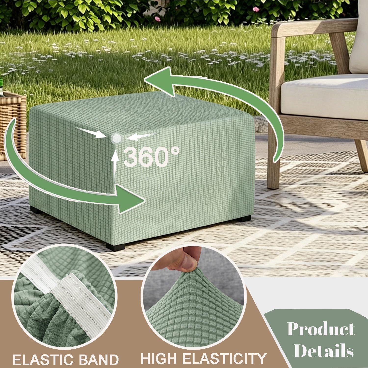 Housse Extensible pour Pouf Carré 70x70 40x40 50x50 38x38 100x100cm