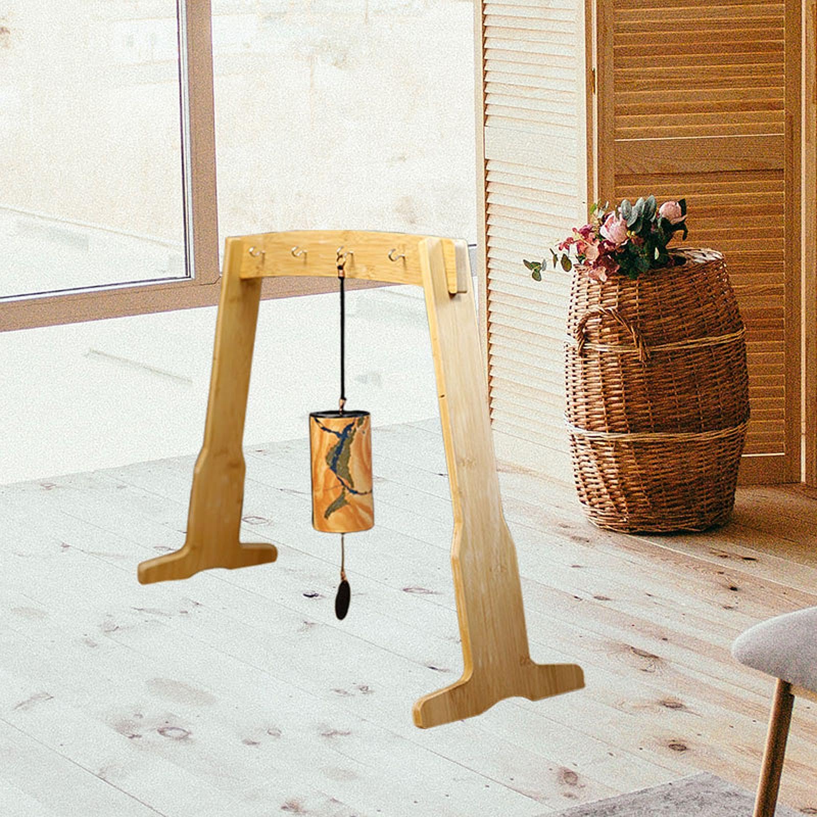 Colcolo Holz-Klangspiel-Ständer, Gong-Ziel-Ständer, professioneller multifunktionaler Windspiel-Holzständer für Teestube, Schlafzimmer, Tisch-Yoga