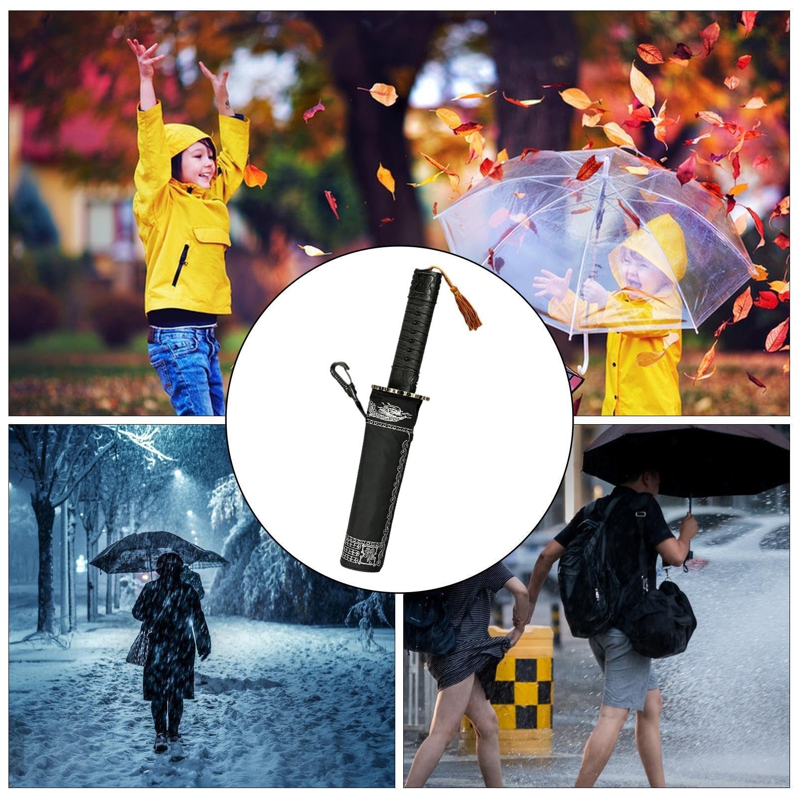 Genérico Paraguas Plegable Para Viaje | Canopy Anti-UV Con Mango | Paraguas Plegable Automático Espesado | Para Mujer Hombre Lluvia Viaje Exterior Viaje Negocios Coche Mochila