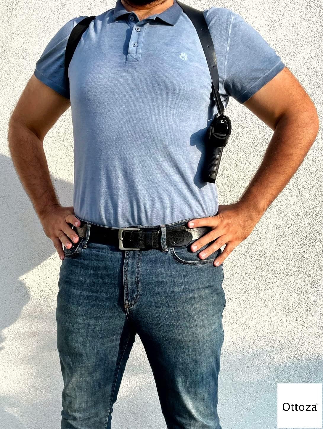 Ottoza Leather Shoulder Holster Glock 19/19X/17/23 Right Handed - Glock 19 Shoulder Holster - Dual Usage Shoulder + Belt