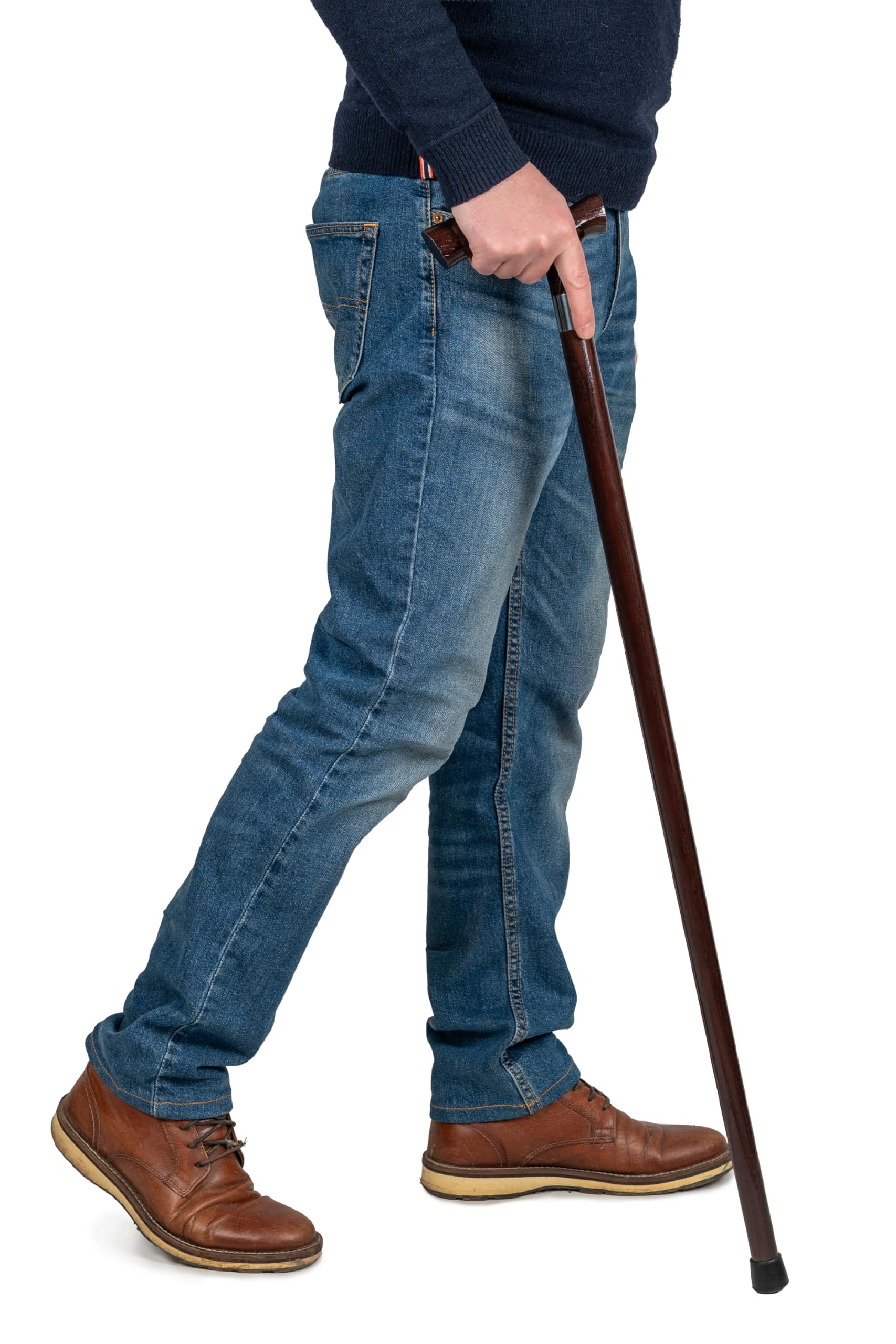 Dr. Watson Classic Fritz Walking Stick – Handcrafted Ash Wood Cane with Polished Stainless Steel Collar