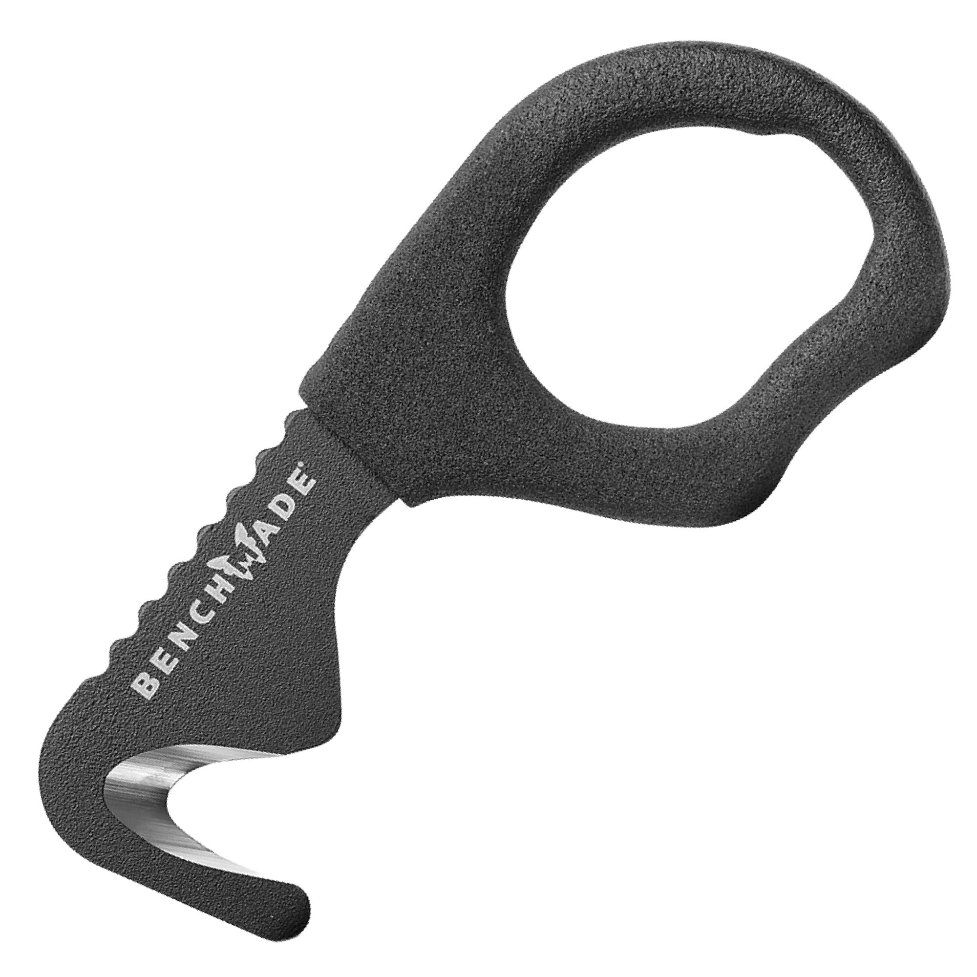 Hook Safety Cutter for Rescue and Tactical Use with Black Rubber Dipped Handle (7 BLKW)