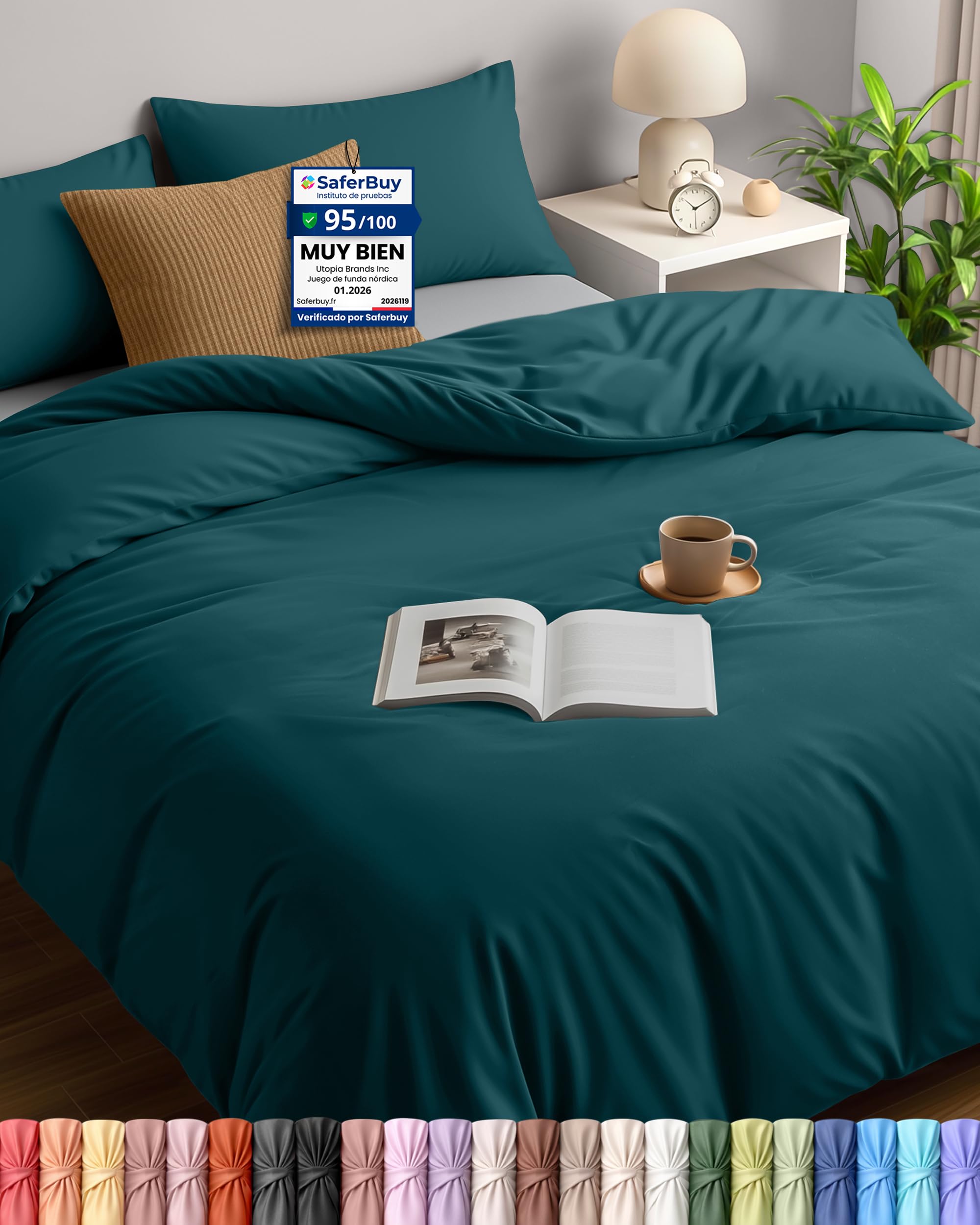 Utopia Bedding Funda Nordica Cama 105 200x200, Cerceta