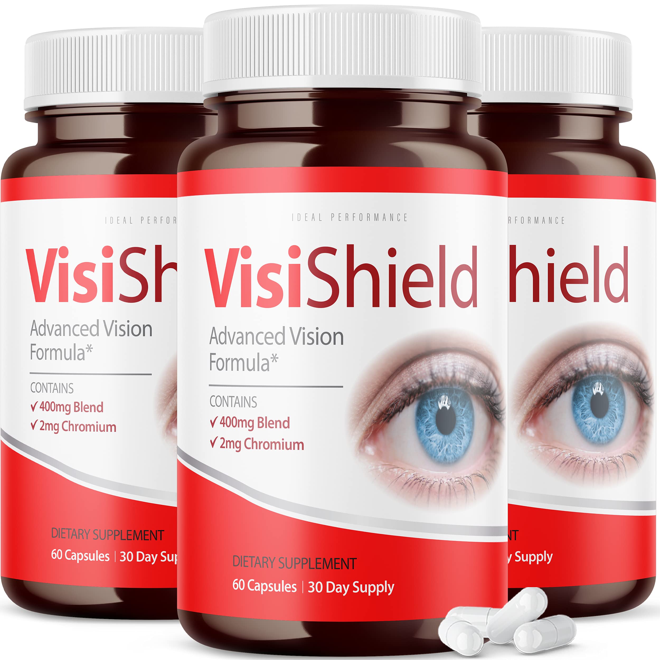 IDEAL PERFORMANCE (3 Pack) Visishield Advanced Vision Formula for Eyes Supplement Pills Vitamins (180 Capsules)