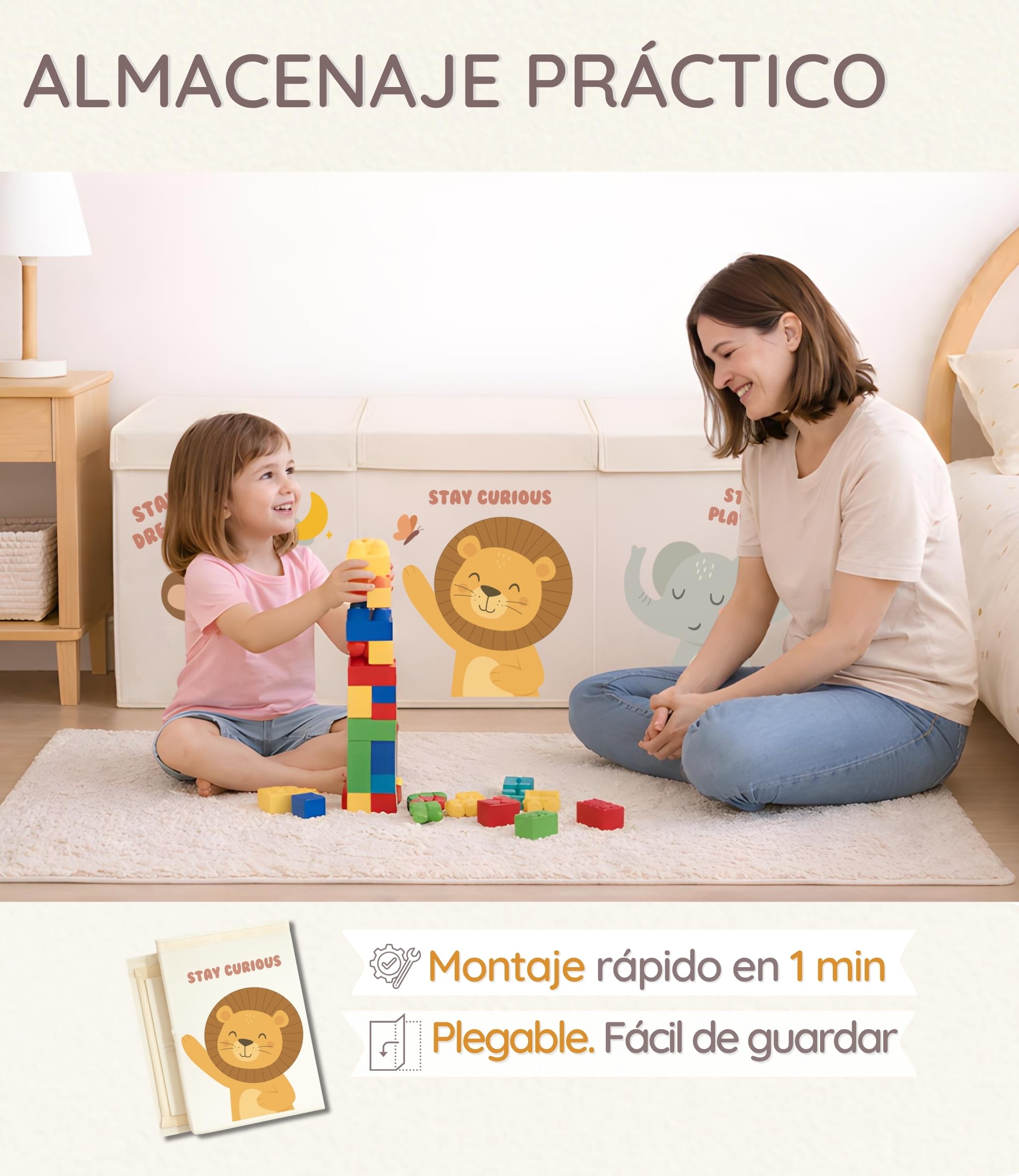 Baúl Juguetes Infantil Grande XL - Cesta Almacenaje Juguetes Plegable y Resistente - Juguetero Organizador de Juguetes Infantil de Tela Oxford - Caja Juguetes Almacenaje dormitorio con tapa