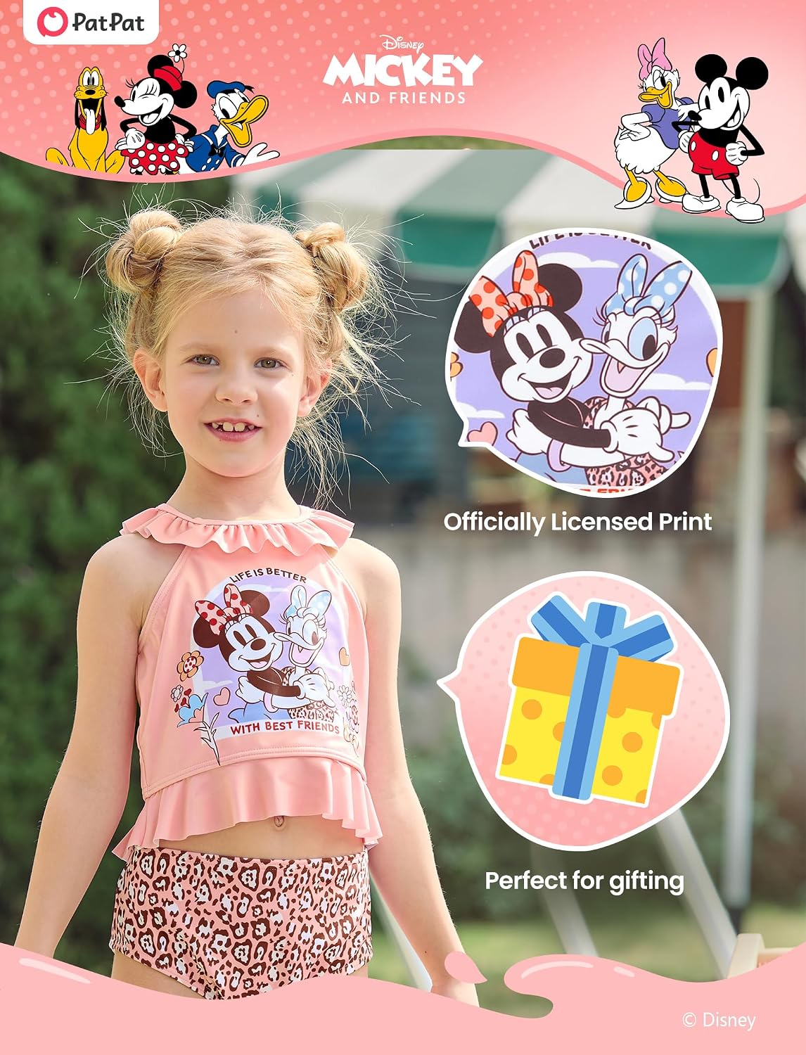 Disney Toddler Girls Two Piece Tankini Bow Tie Bikini Bottom Swimsuit Set image 3