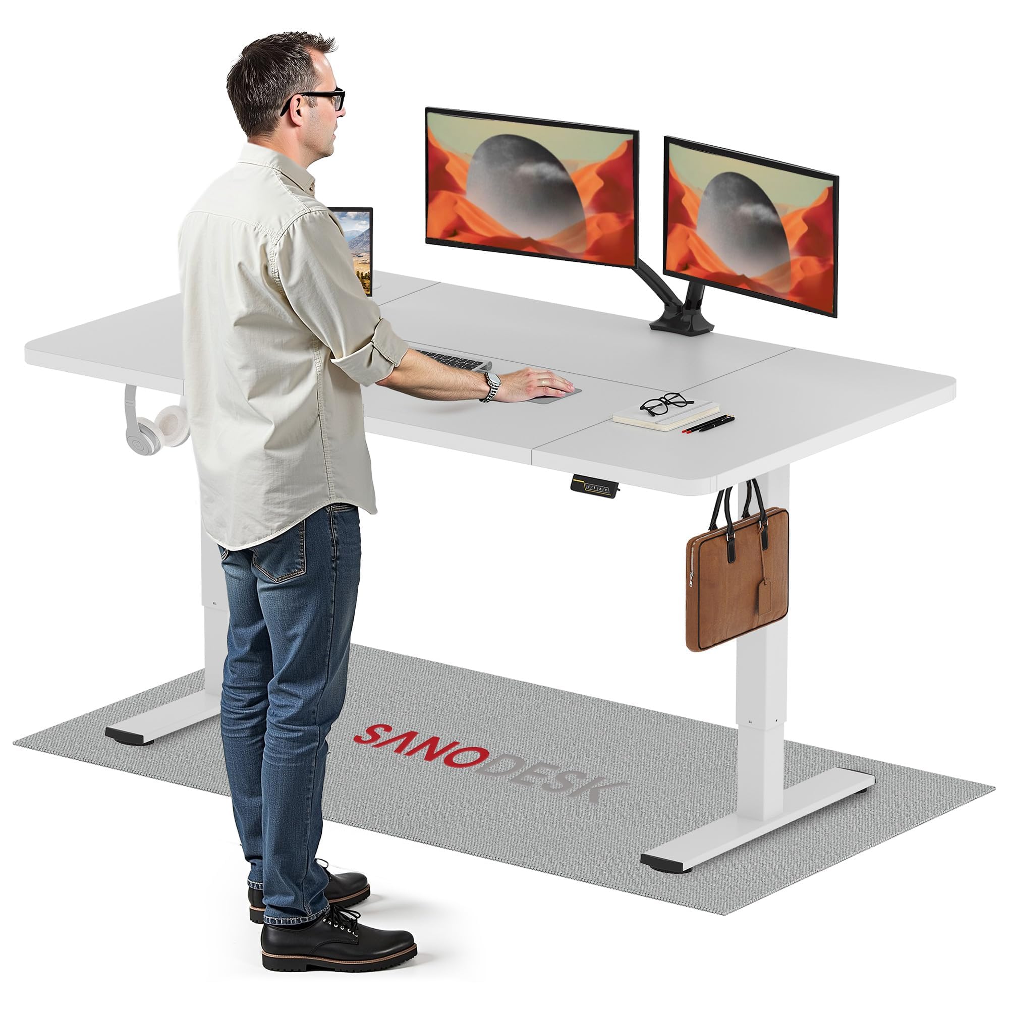 Sponsored Ad – 160×60CM Electric Standing Desk Height Adjustable Standing Desk with Hooks Sit Stand Table Adjustable Desk with Child Lock Function and Memory Smart Pannel for Home Office