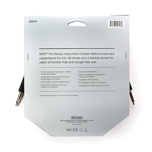 Vista 17 de MXR Cable de instrumento serie Pro de 10.2 ft (DCIX10R)