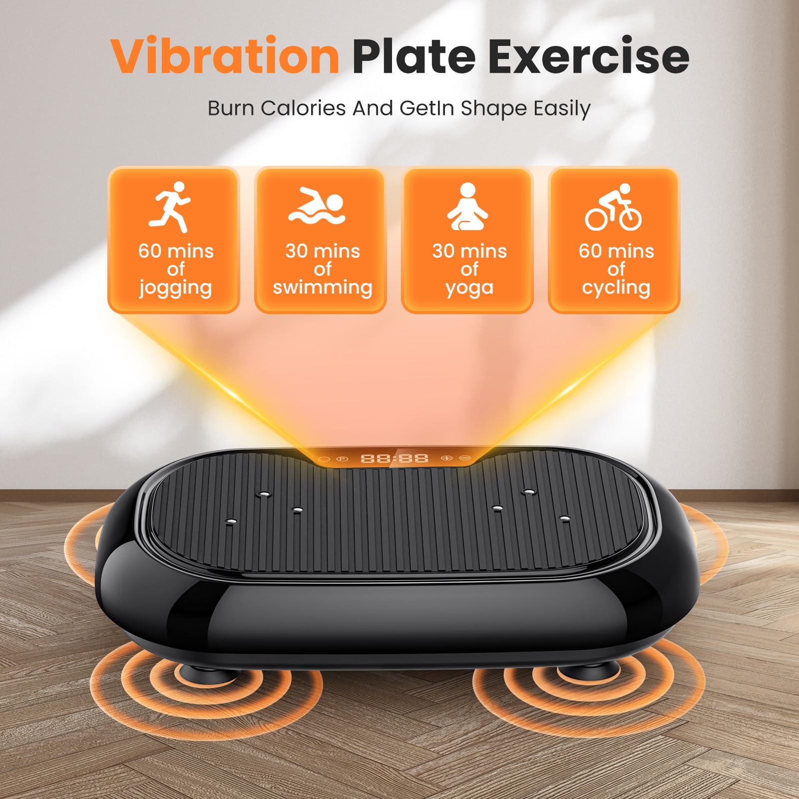 Pedana Vibrante, Pedana Vibrante Dimagrante 120 Livelli e 9 Modalità Automatiche Bluetooth per Circolazione Sanguigna e Alleviare Dolore, Piattaforma Vibrante per Fitness e Allenamento a Casa