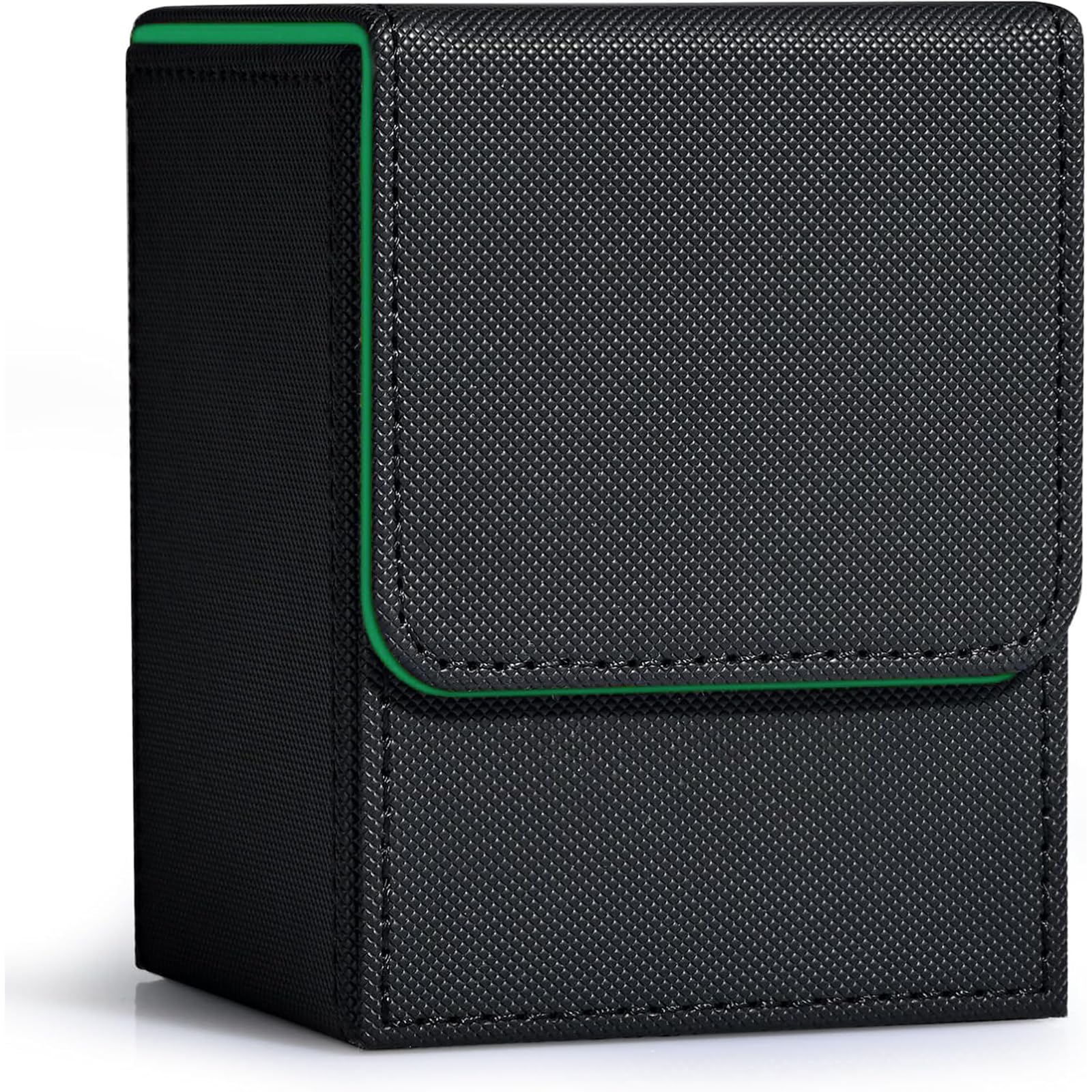 ZLCA Card Deck Box for MTG, Yugioh Deck Case Holds 100+ Single Sleeved Cards, PU Leather Magnetic Storage Box Fits for CCG TCG Sport Card (Black&amp; Dark Green)