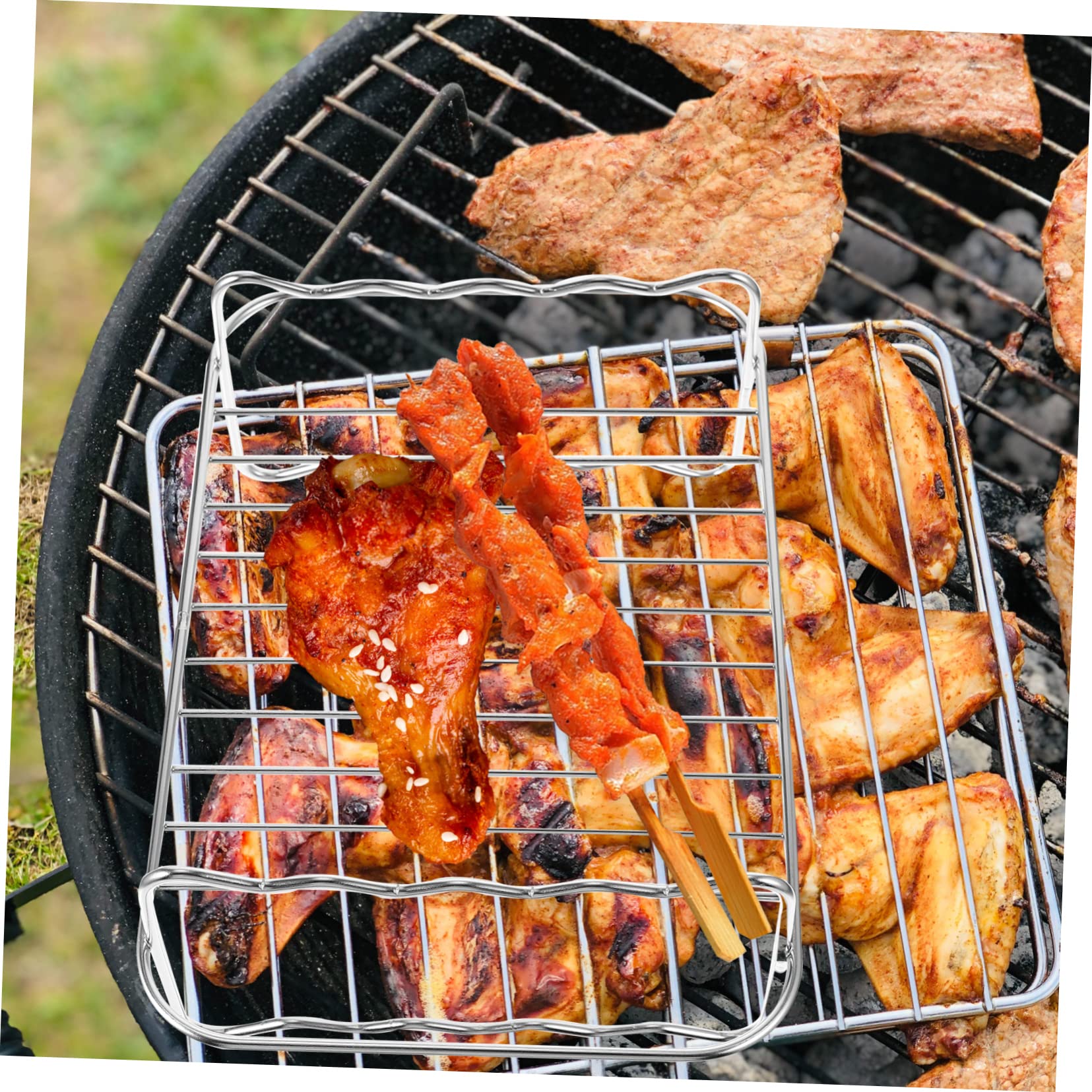 NUOBESTY Air Fryer Rack Durable Stainless Steel Grill Rack for Air Fryer Cooking Heat Resistant and Easy to Clean Multifunctional Toasting and Steaming Accessory Kitchen Tool for Barbecue