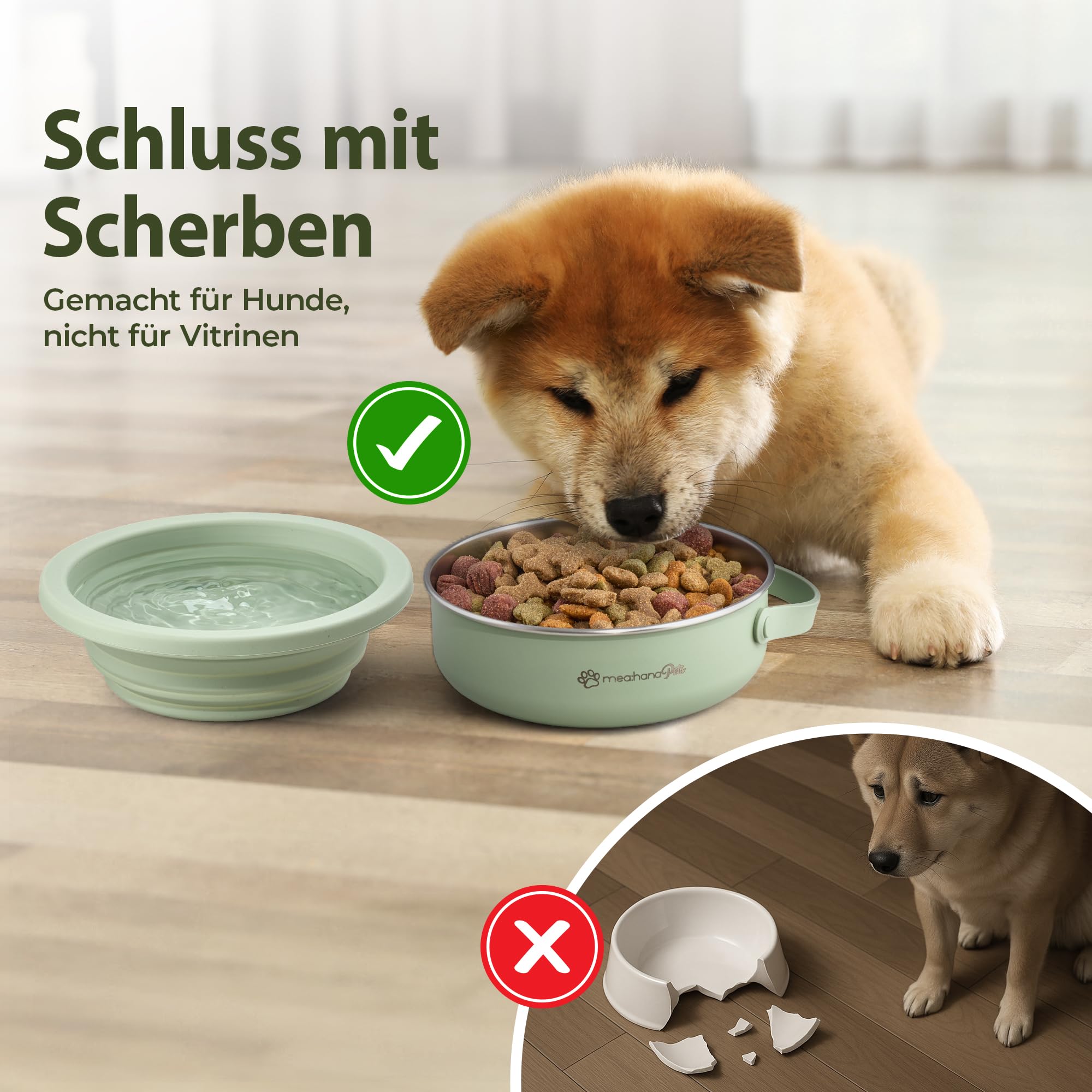 Pets Futternapf für unterwegs 900ml mit Deckel -Ideal für Reisen,Outdoor- Edelstahl Futternapf mit faltbarem Silikondeckel als Zweitnapf, Hundezubehör - robust, kompakt, hygienisch