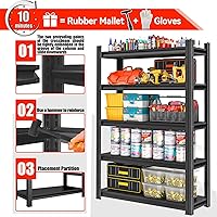 Vista 2 de Estantes de almacenamiento de garaje, estantería de metal de 5 niveles, 63 pulgadas de alto 36 pulgadas de ancho, estante industrial ajustable