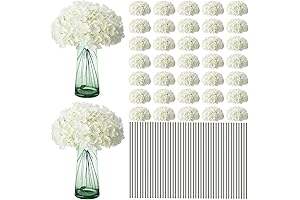 Unittype 100 Pieces White Hydrangea Artificial Flowers in Bulk