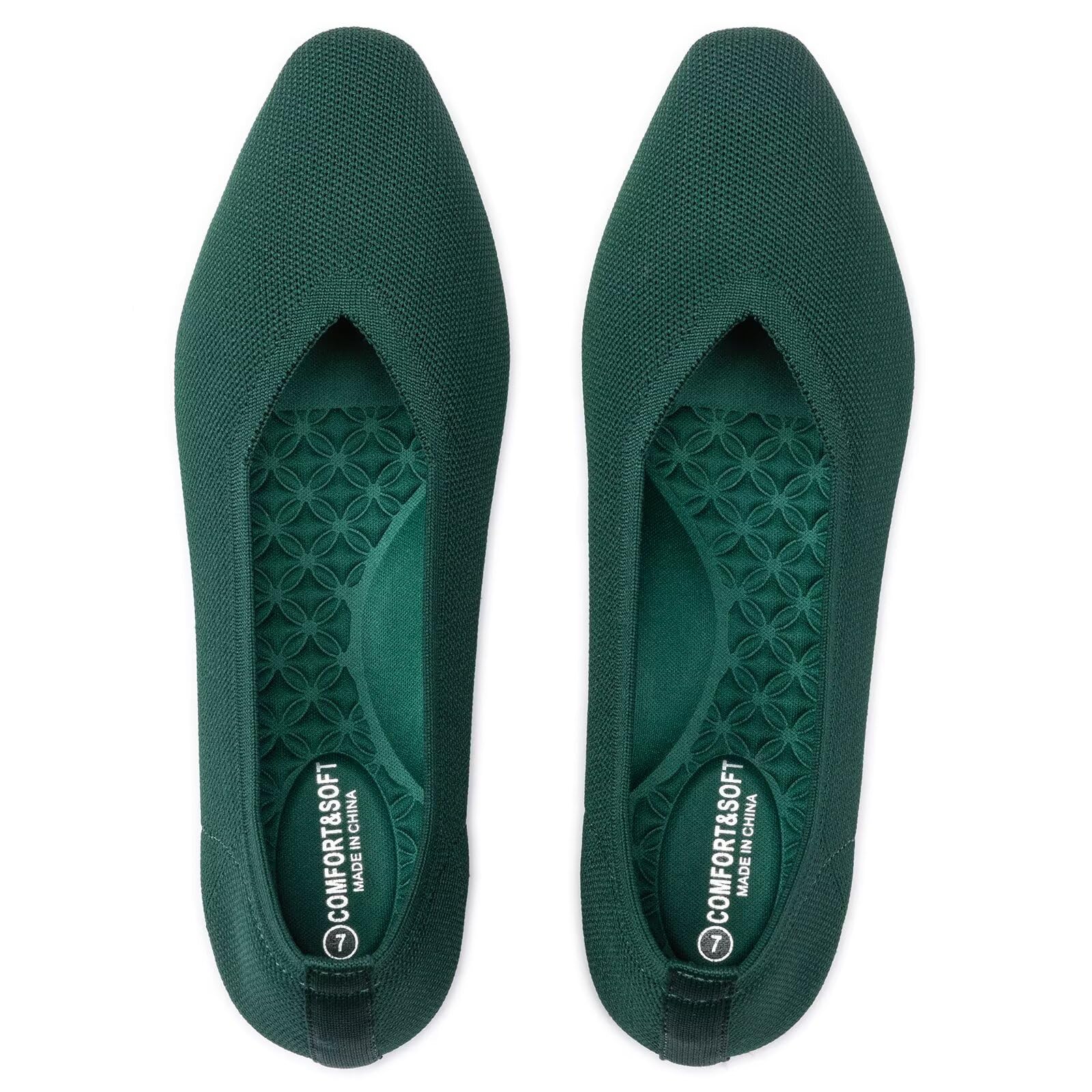 Frank Mully Women's Square Toe Knitted Flats with Arch Support - Breathable Lightweight Slip-On for All-Day Comfort