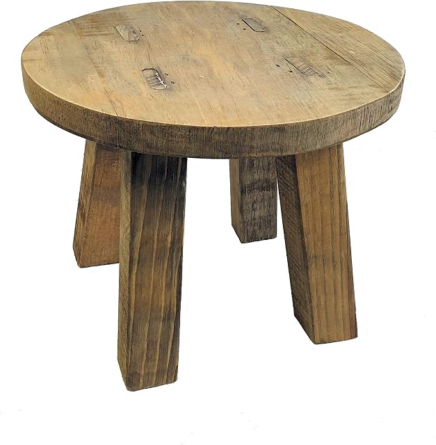 Spetebo Taboret na rośliny z prawdziwego drewna  25 x 20 cm  mały dekoracyjny taboret na kwiaty z litego drewna