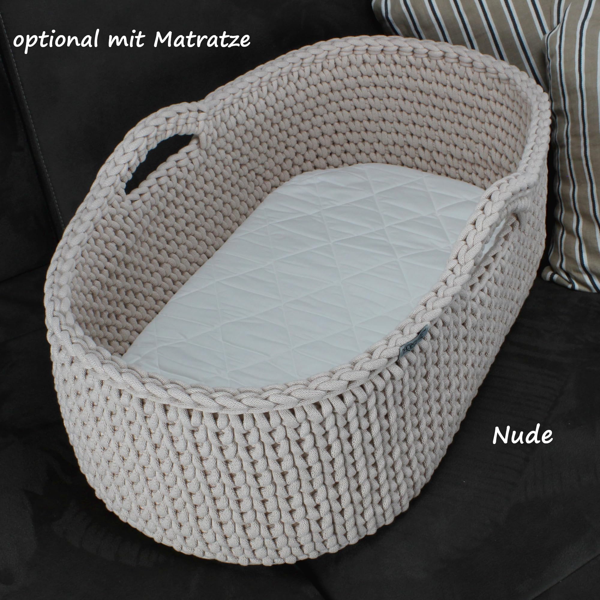 H.E.Arts Babykorb für Neugeborene Moseskorb gehäkelt Handarbeit mobiles Babybett Beistellbett ab 199,00€