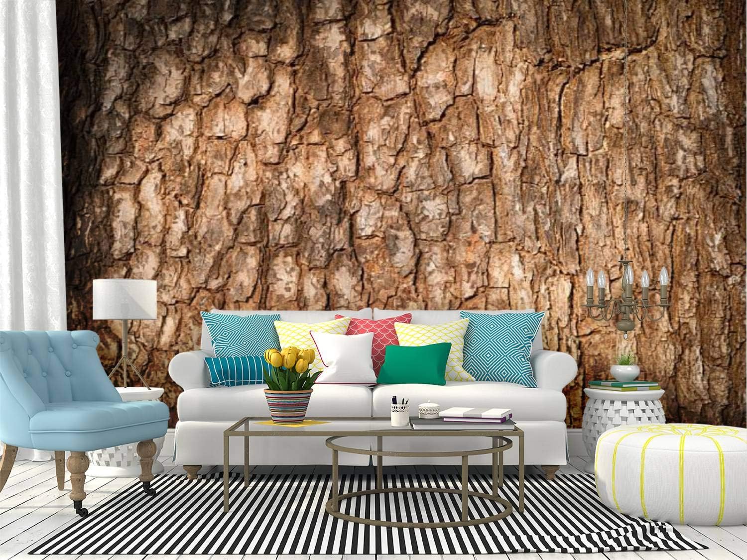 Self Adhesive Wallpaper Roll Paper Tree bark Texture Nature Wood Removable Peel and Stick Wallpaper Decorative Wall Mural Posters Home Covering Interior Film