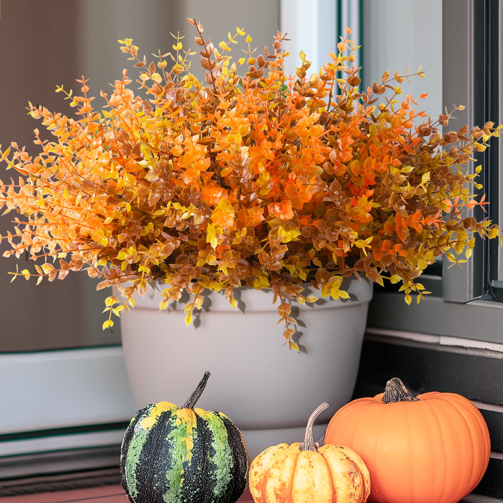 12 Paquetes De Flores Artificiales De Otoño Para Decoración Al Aire Libre, Resistentes A Los Rayos UV, Plantas Falsas De Otoño, Plantas De Otoño, No Se Decoloran, Para Otoño, Interior, Exterior